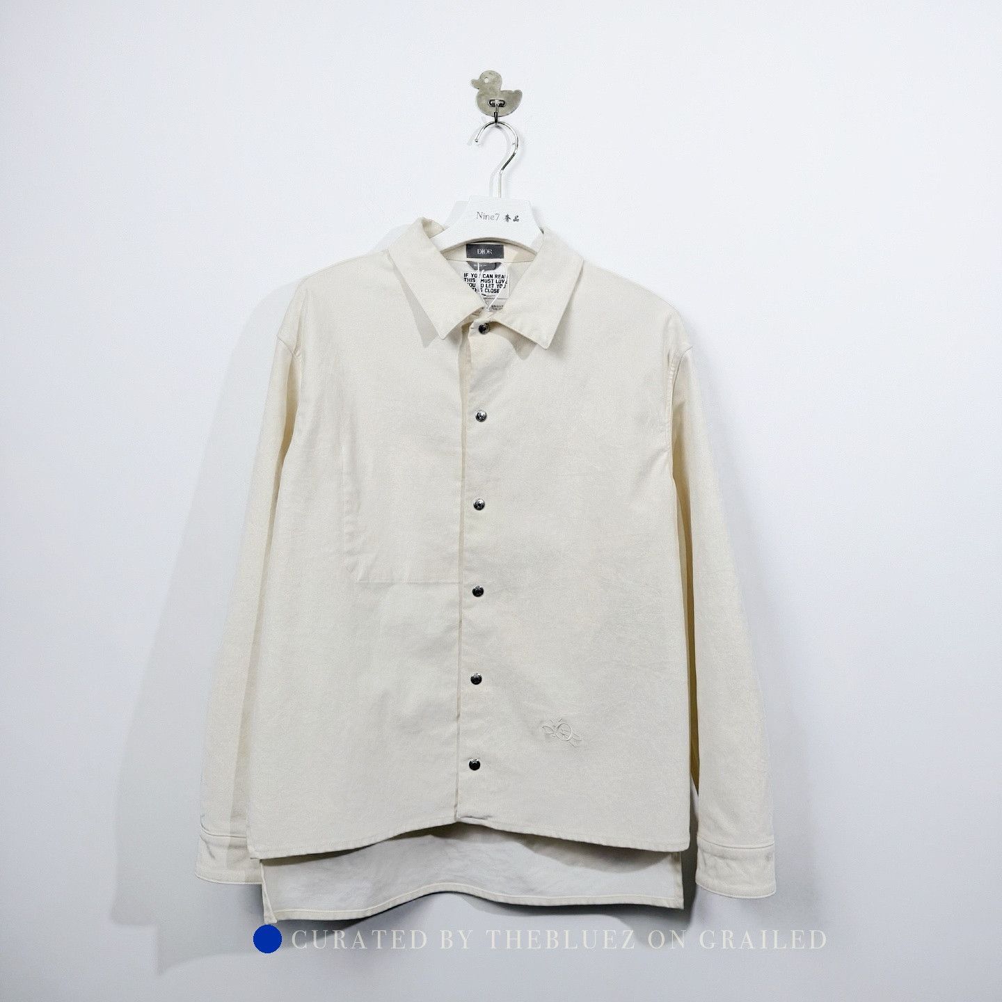 Dior Embroidered Logo Button Up Shirt in Beige Size US M / EU 48-50 / 2 - 1 Thumbnail