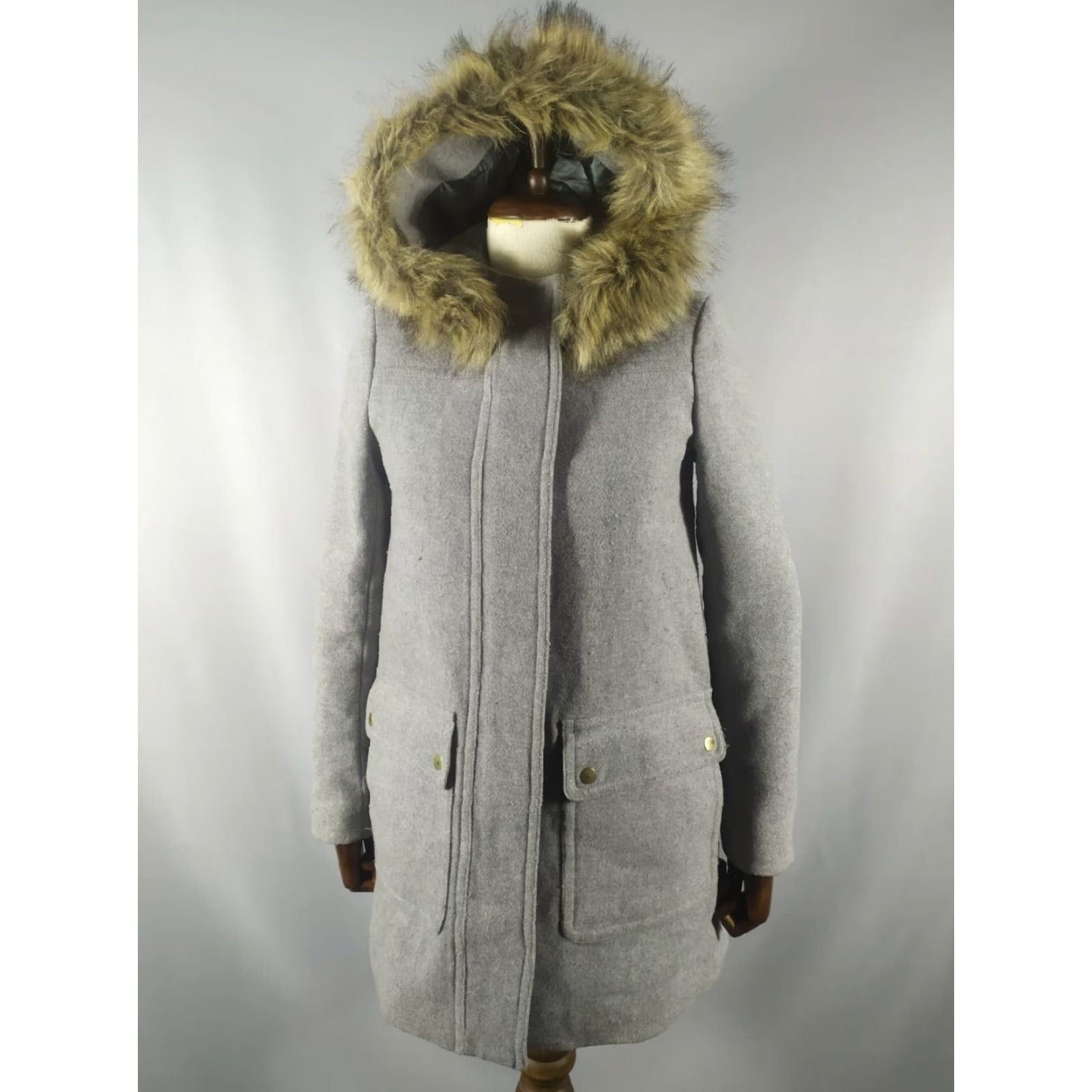J.Crew J.CREW Coat Wool Blend Long Sleeve Zip Snap Gray 0 Women's Tweed Overcoat Long Jacketschort Size XS / US 0-2 / IT 36-38 - 2 Thumbnail