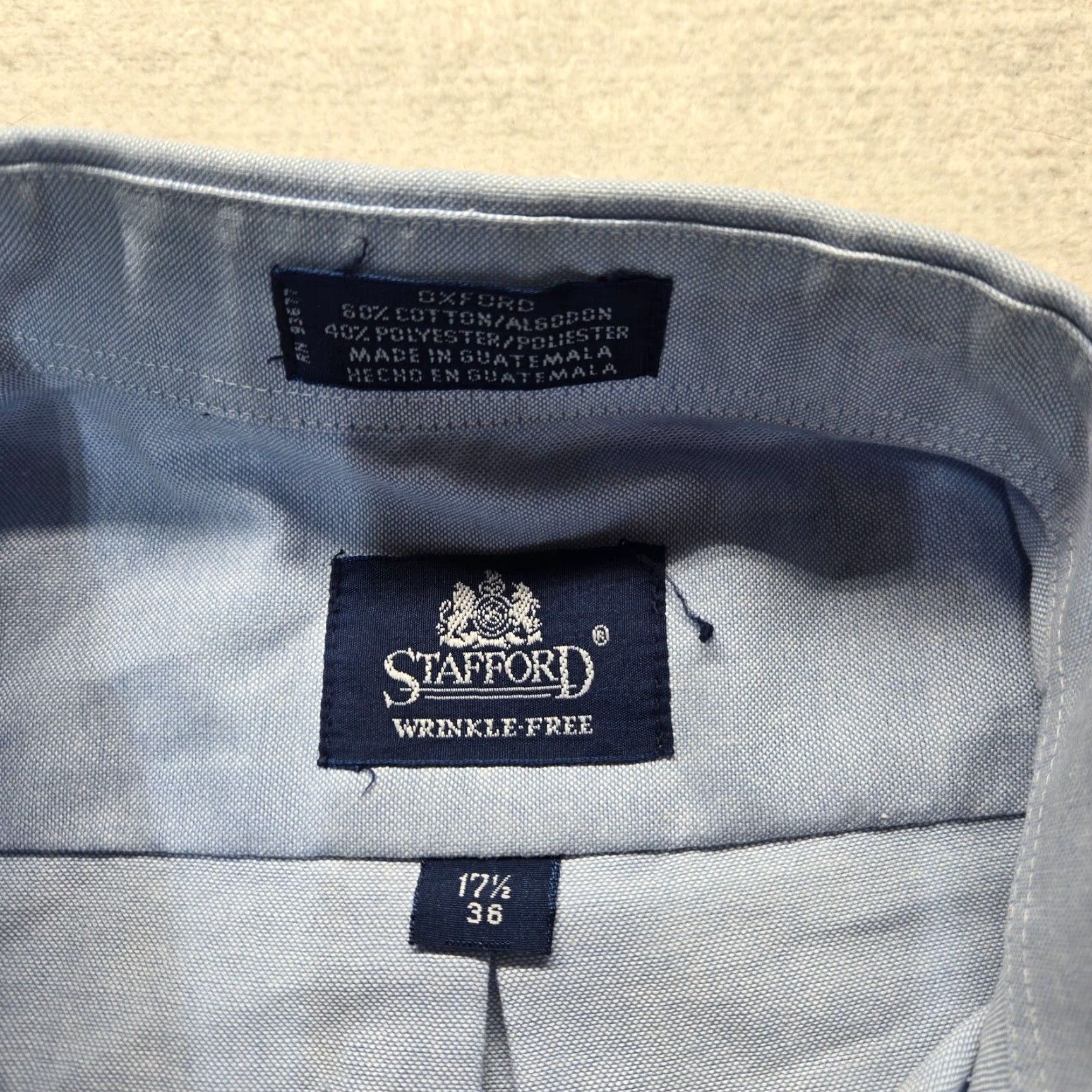 Stafford Stafford Shirt Men’s Size 17.5 36 Solid Blue Button-Up Long Sleeve Collared Casual All Seasons Designed Outdoor Pattern: Solid Size US XL / EU 56 / 4 - 2 Thumbnail