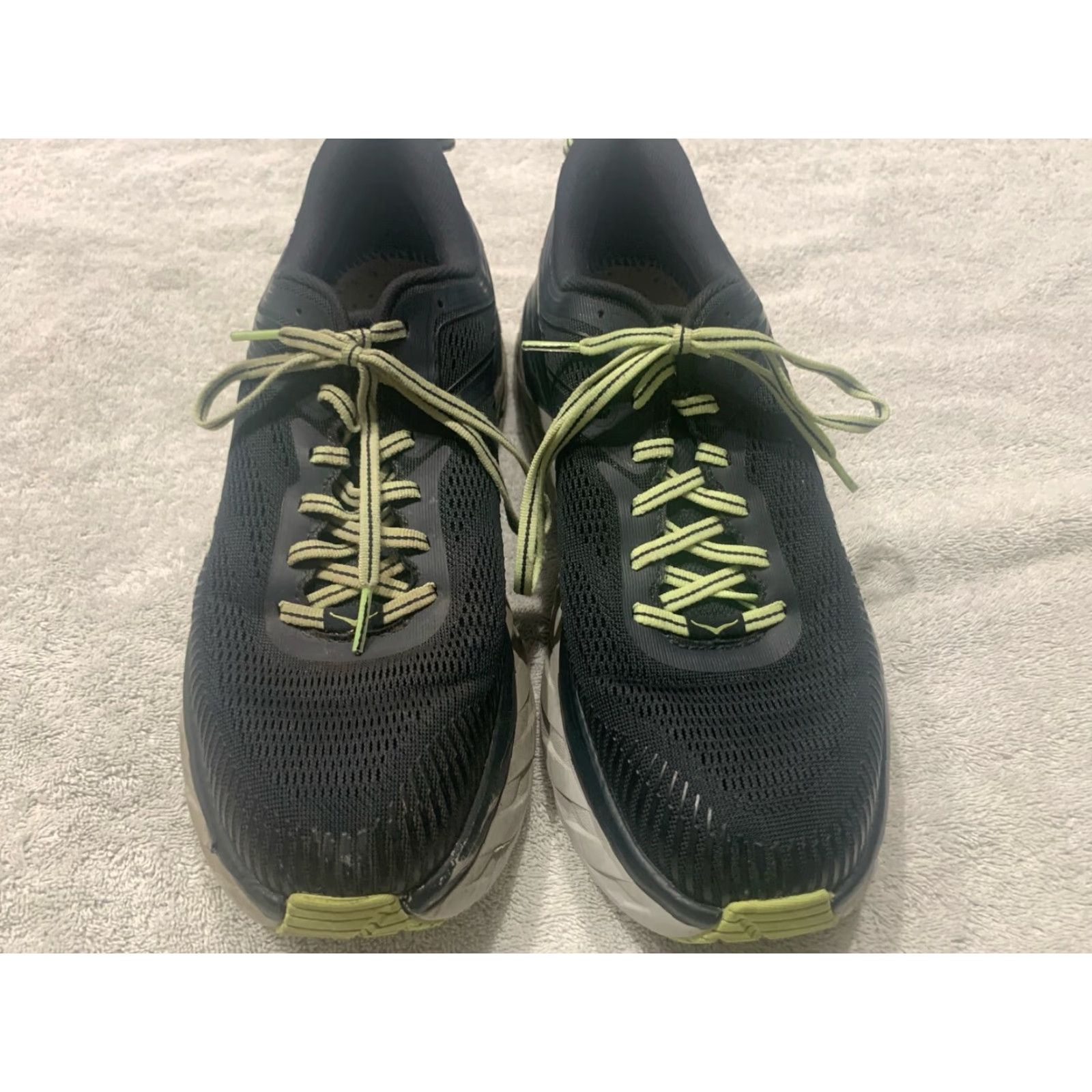 Vintage Hoka One One Men's Bondi 7 Running Shoes, Athletic Sneaker, Size 10.5 US, Black/Green, Low Top, Walking & Jogging Size US 11 / EU 44 - 2 Thumbnail