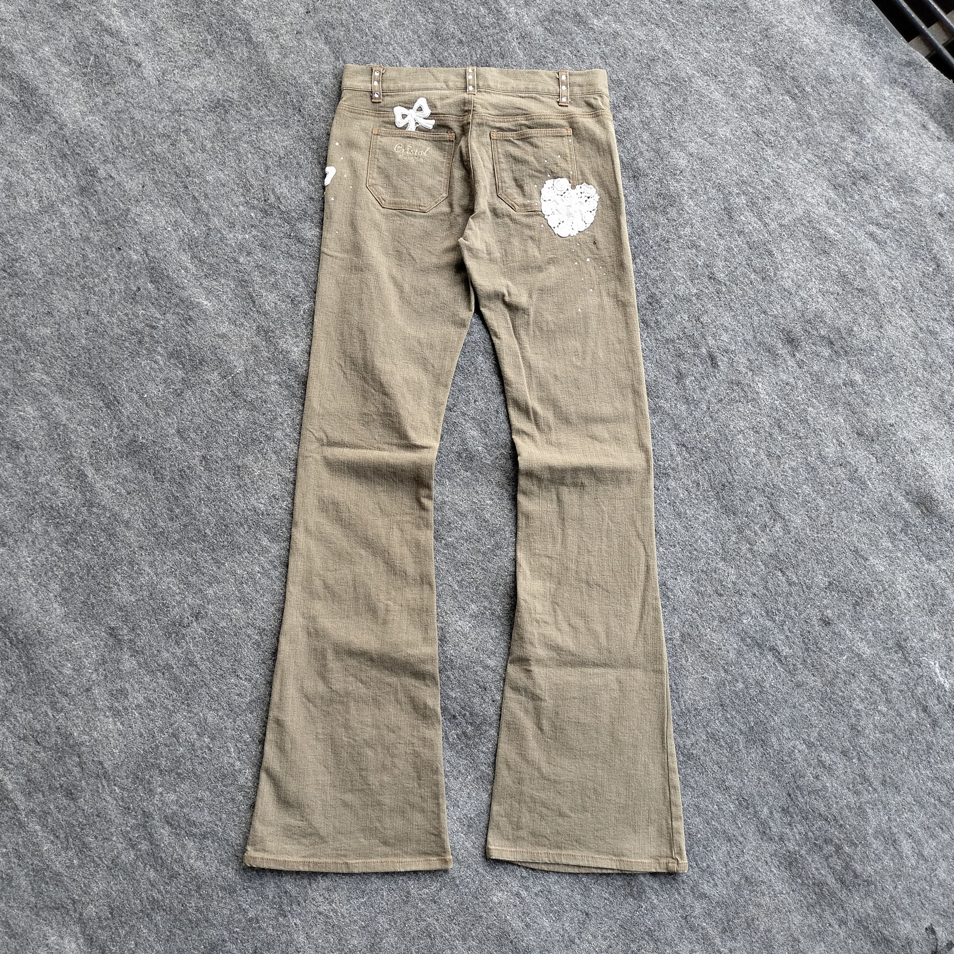 Hysteric Glamour 00s Mezzo Piano brocade rhinestone flarw jeans Size 27" / US 4 / IT 40 - 2 Thumbnail