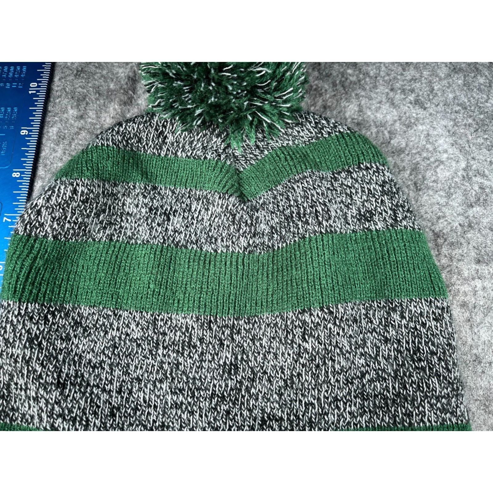 Vintage Bank Of Estes Park Beanie Toque Adult Green Gray Stripe Knit 100% Acrylic Pom Beanie Adult Green Stripe Knit 100% Acrylic Pom Crossland Hat Mens Size US M / EU 48-50 / 2 - 3 Thumbnail