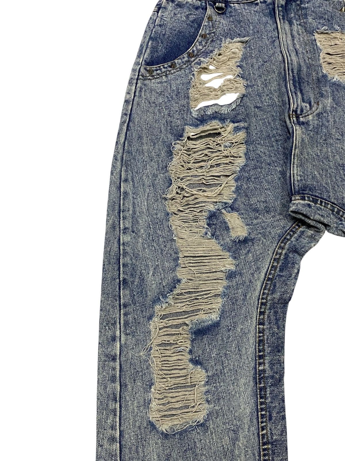 Japanese Brand Super Lovers Ripped Distressed Drop Crotch Baggy Jeans Size 28" / US 6 / IT 42 - 5 Thumbnail