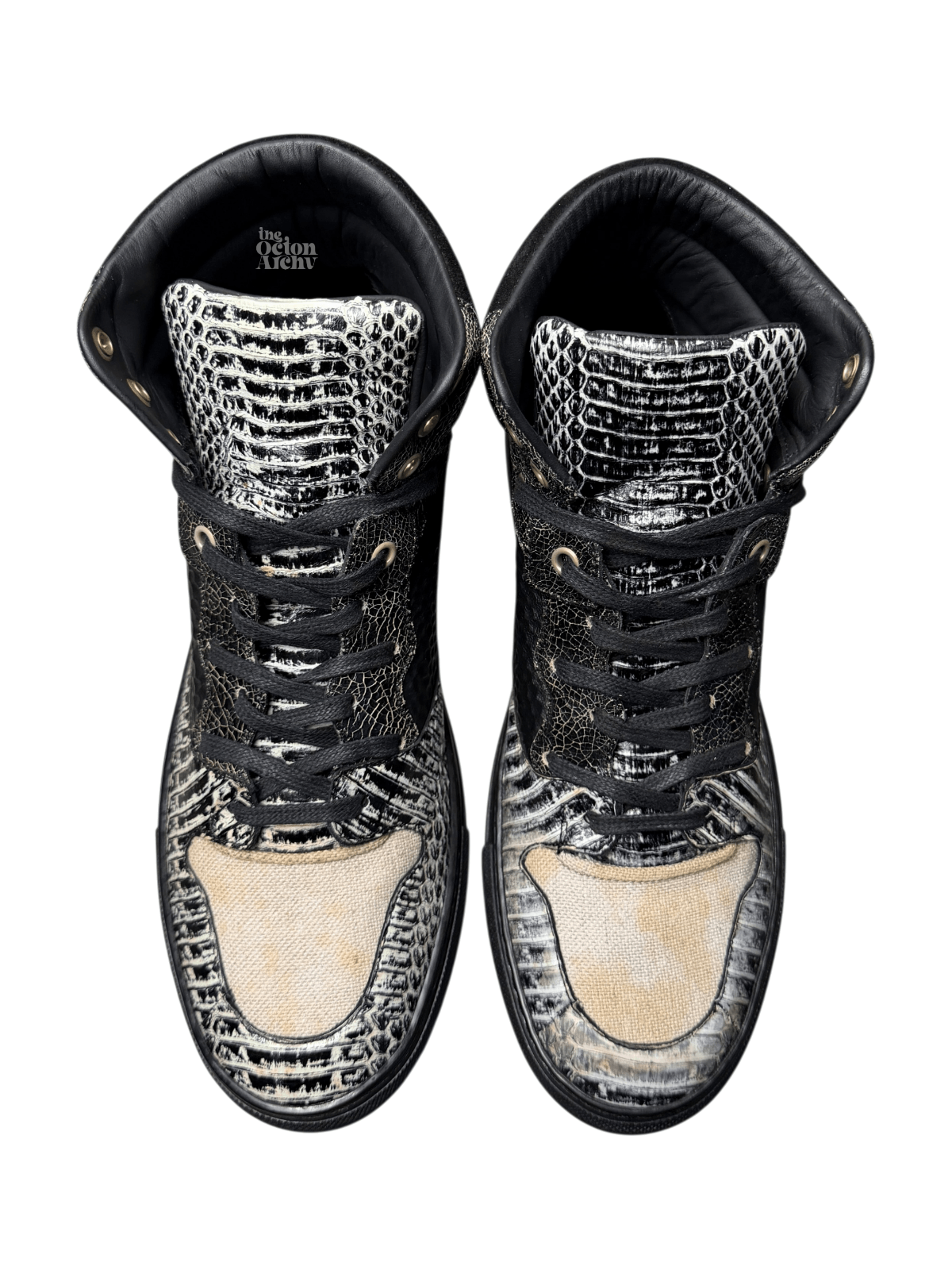 Balenciaga Vintage Balenciaga High Top Sneaker Black/Snakeskin Mismatch Size US 7 / EU 40 - 8 Thumbnail