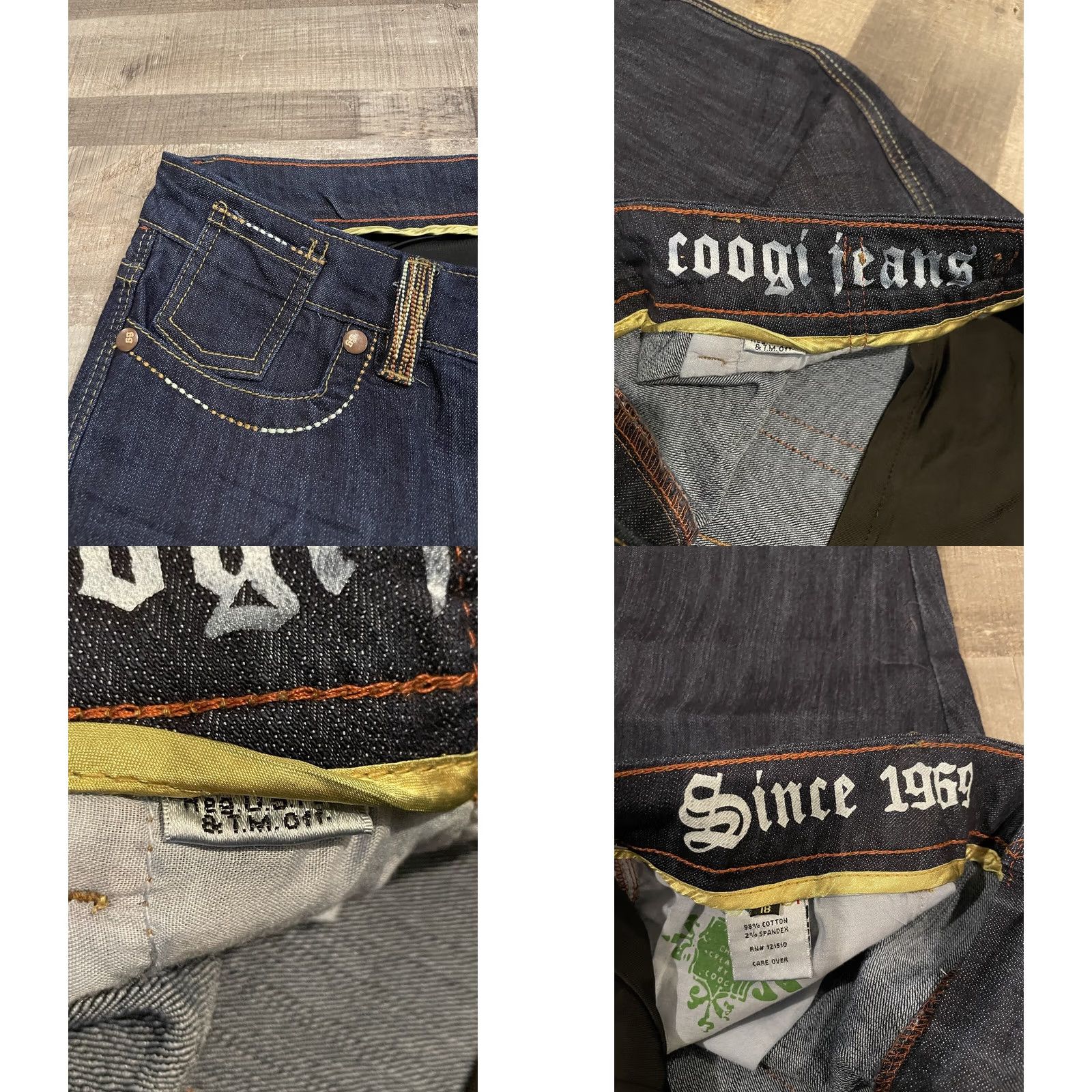 Coogi COOGI Jeans Skinny Hip Hop Embroidered Rainbow Colorful Spellout NWT Size 18 Women Blue 32x20 F200 Size 40" / US 18 - 8 Thumbnail