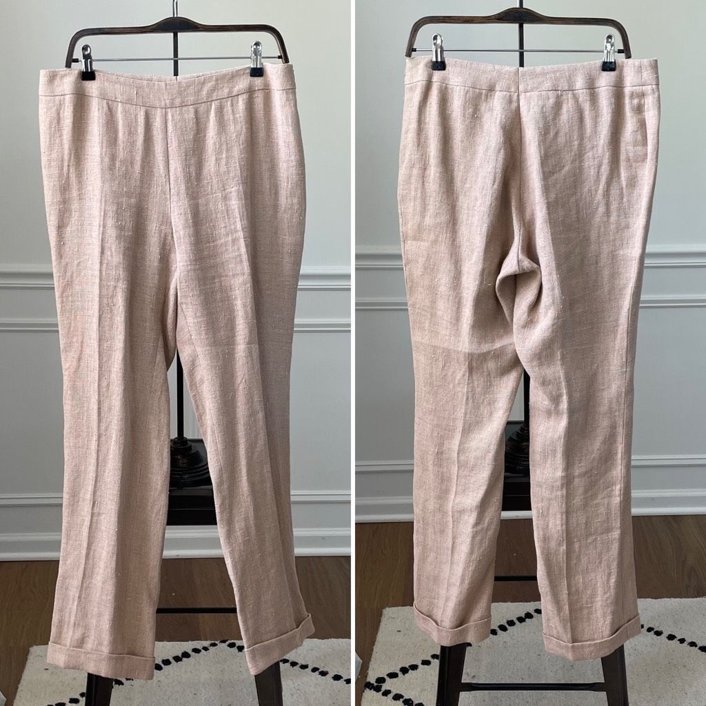 Akris Akris Nubby Linen Cuffed Side Zip Trousers Pants 12 Size 34" / US 12 / IT 48 - 4 Thumbnail