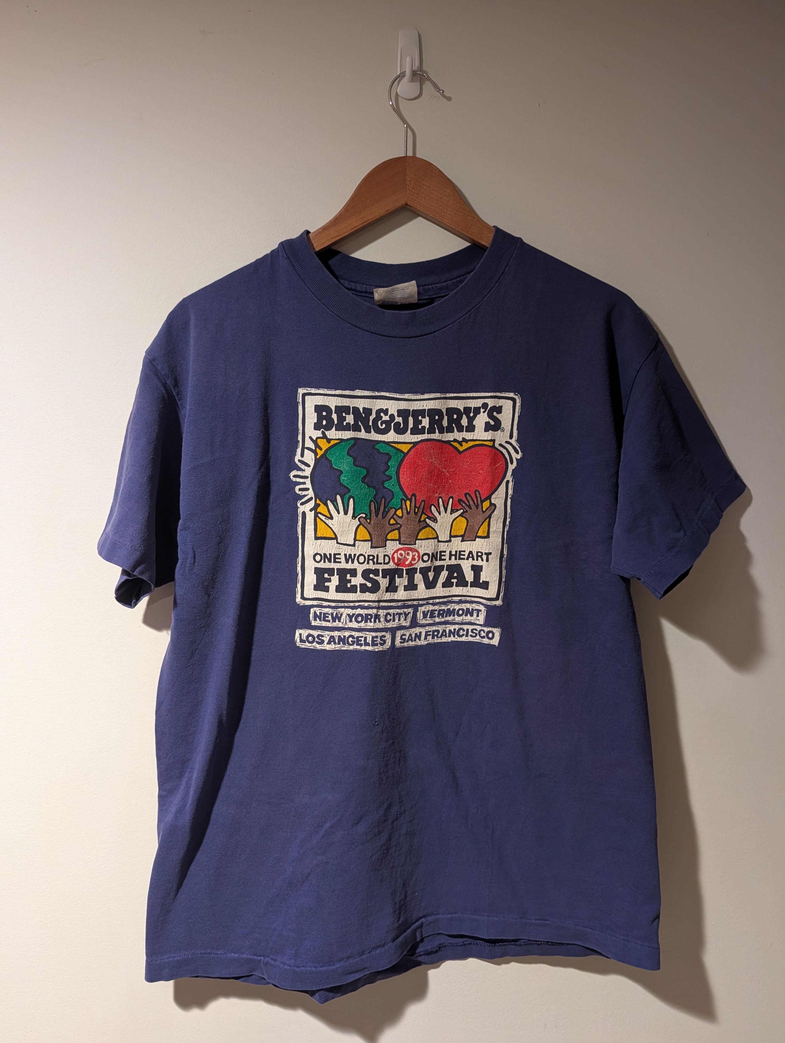 Band Tees Vintage 1993 Ben & Jerry's World One Heart Festival T-Shirt Size US L / EU 52-54 / 3 - 1 Thumbnail