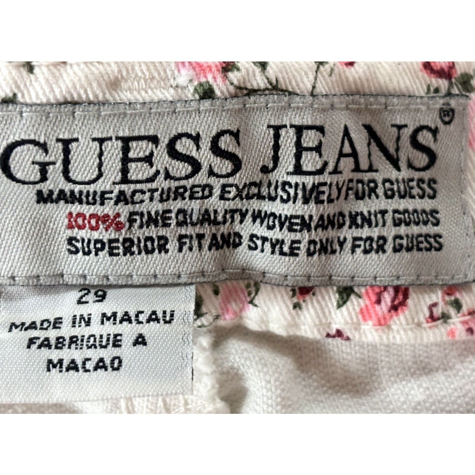 Guess VINTAGE GUESS Corduroy Flare Pants Womens 29 Embroidered Ivory Low Rise 31x33 Retro Y2K Boho Vintage Women’s Pants Size 29" - 6 Thumbnail