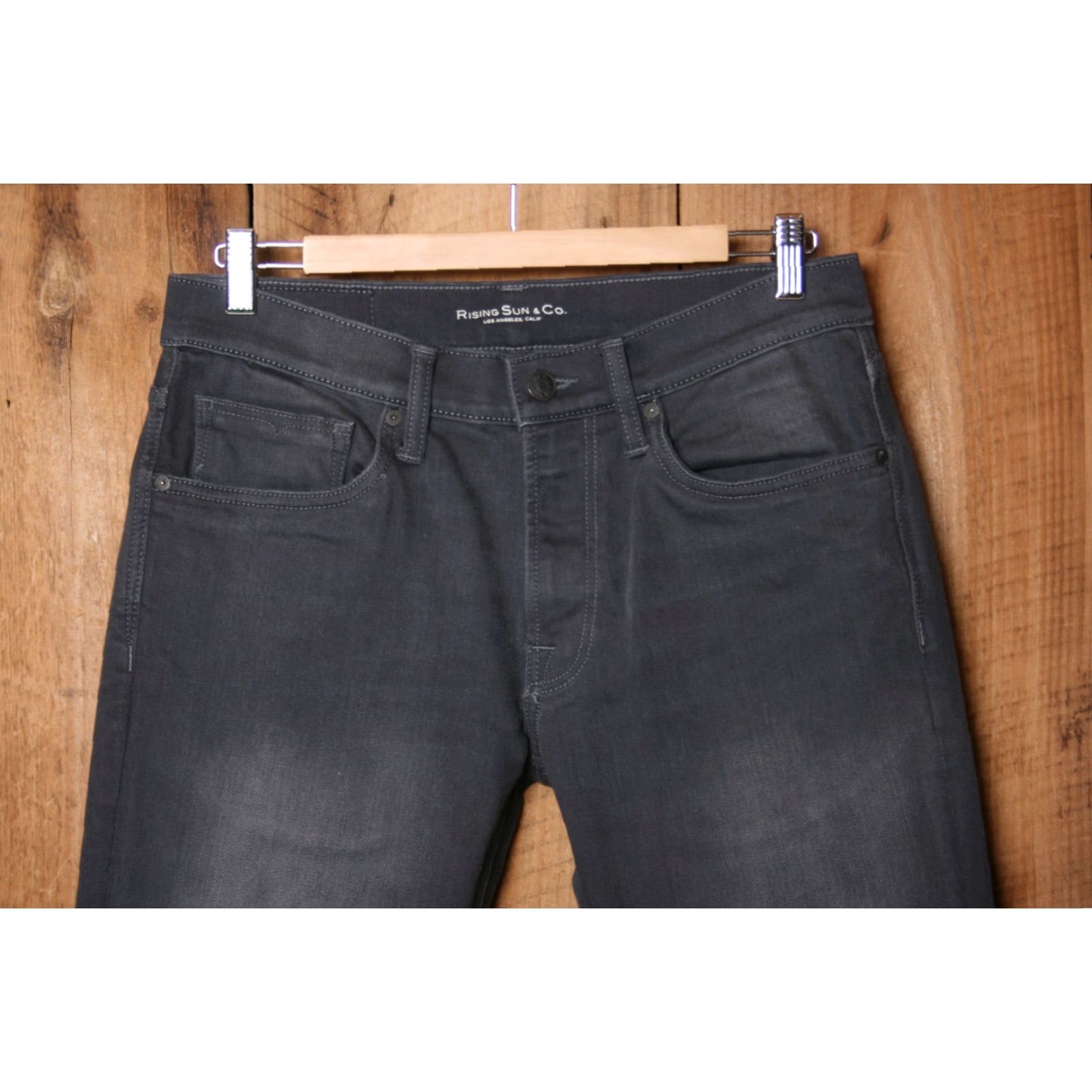 Vintage RISING SUN & CO. The Slim Fit Gray Stretch Denim Jeans Mens Sz. 31x29 - 5-Pocket Straight Inseam 29" Size US 31 - 2 Thumbnail