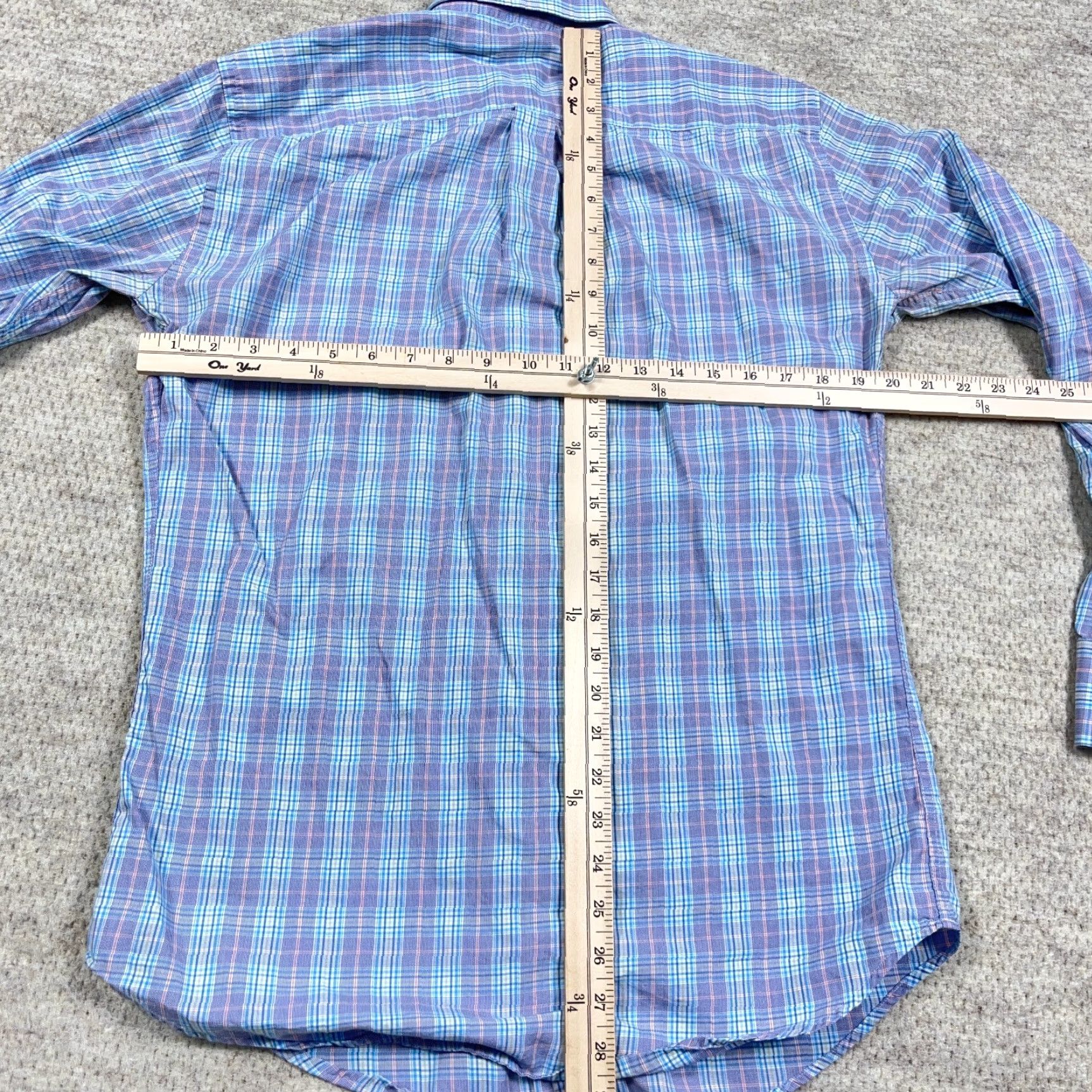 Peter Millar Peter Millar Shirt Men Medium Purple Blue Plaid Button Up Dress Poplin Cotton Shirt Men Size 40R - 6 Thumbnail