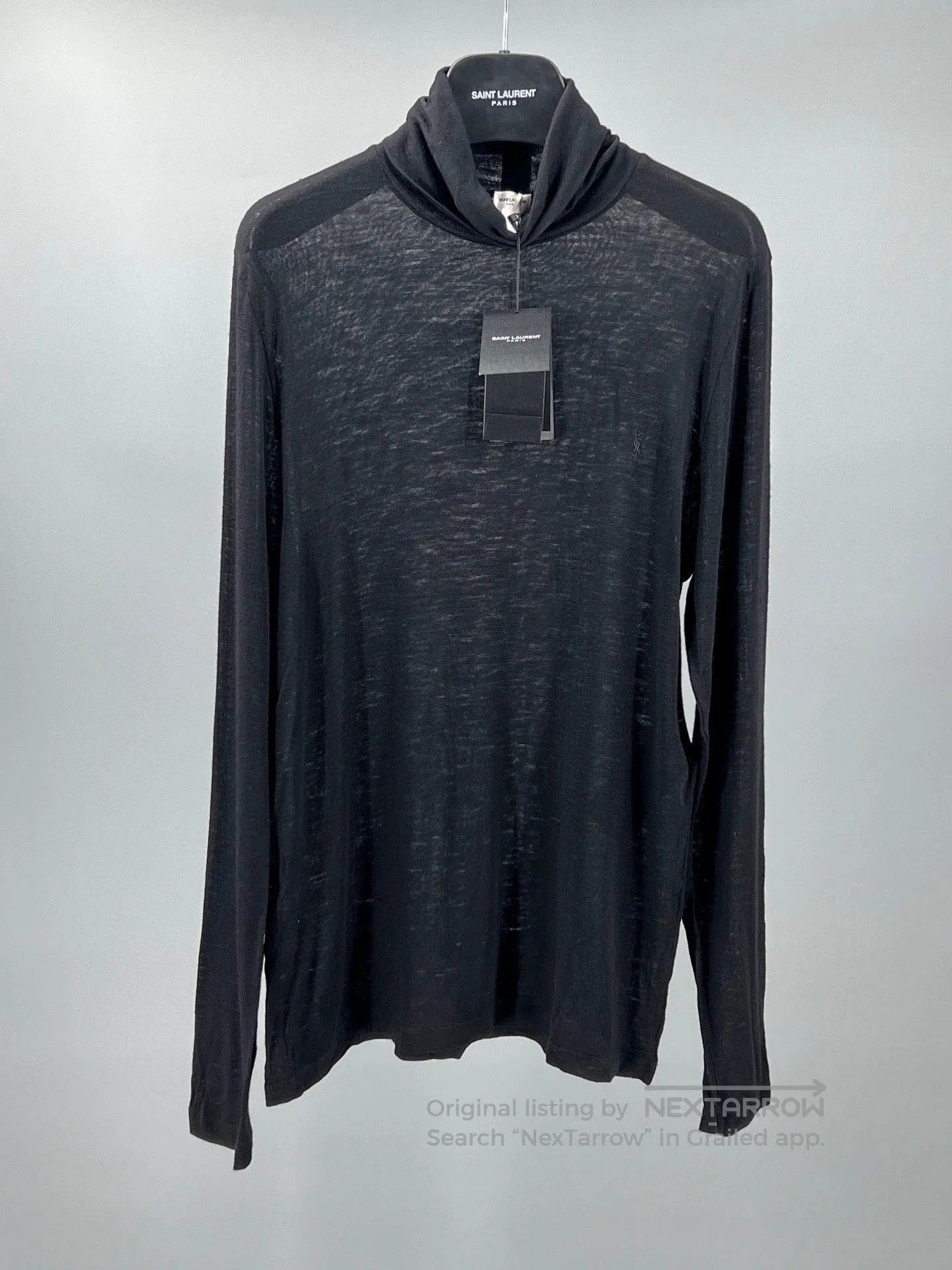 Yves Saint Laurent black wool blend mock neck sweater. Size US XL / EU 56 / 4 - 1 Thumbnail