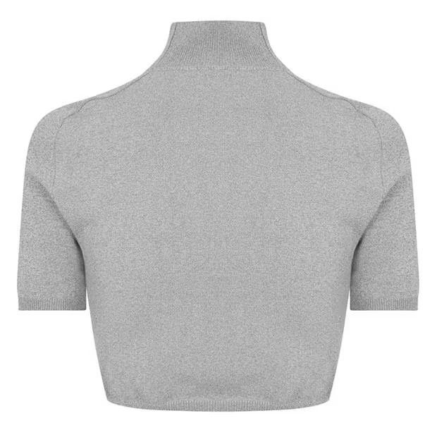 Alexander Wang o1g2r1mq0824 High Neck Logo Crop Top in Grey Size L / US 10 / IT 46 - 2 Thumbnail