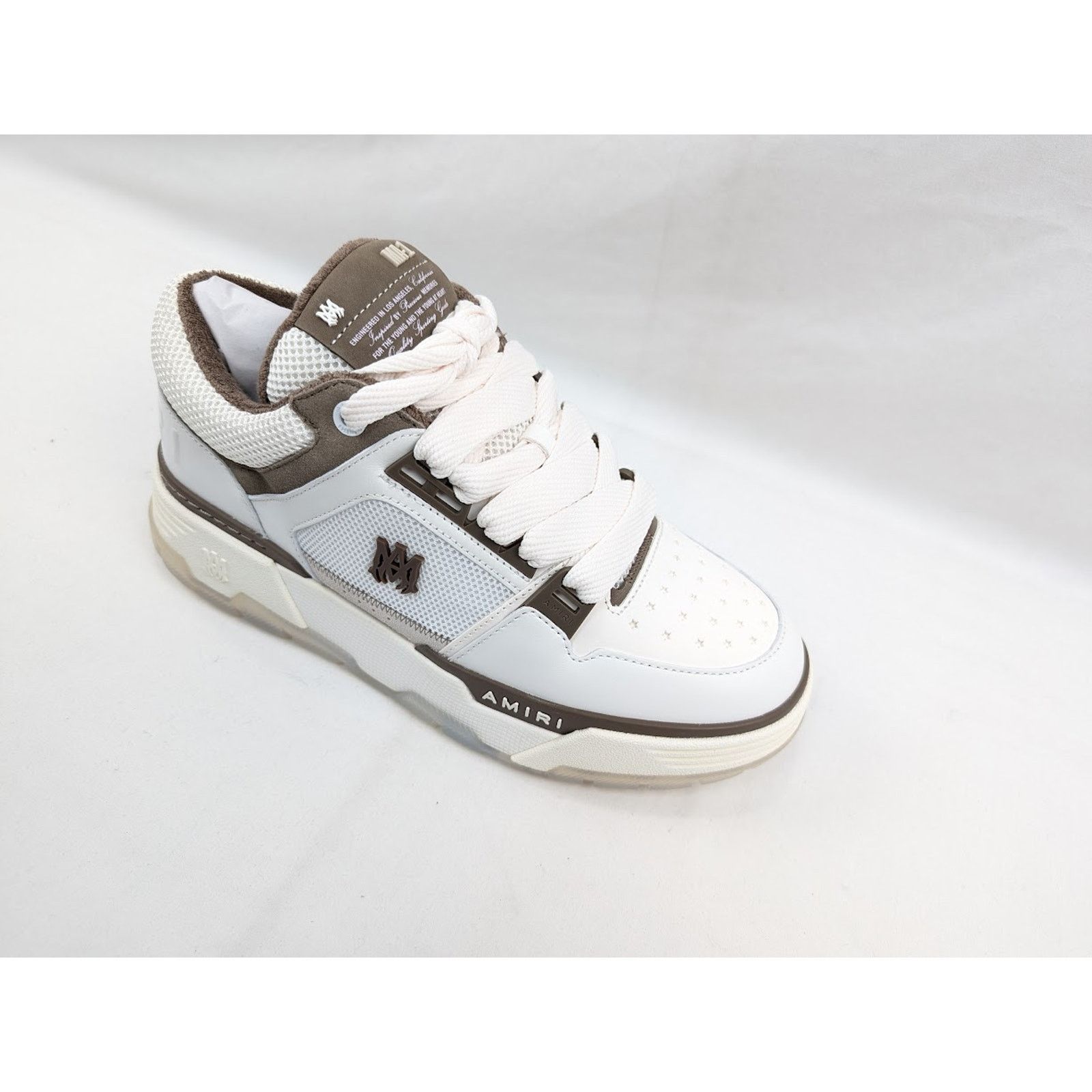 Amiri o1rshd1 Q:2 / MA-1 Leather Sneakers in White/Brown Size US 12 / EU 45 - 2 Thumbnail