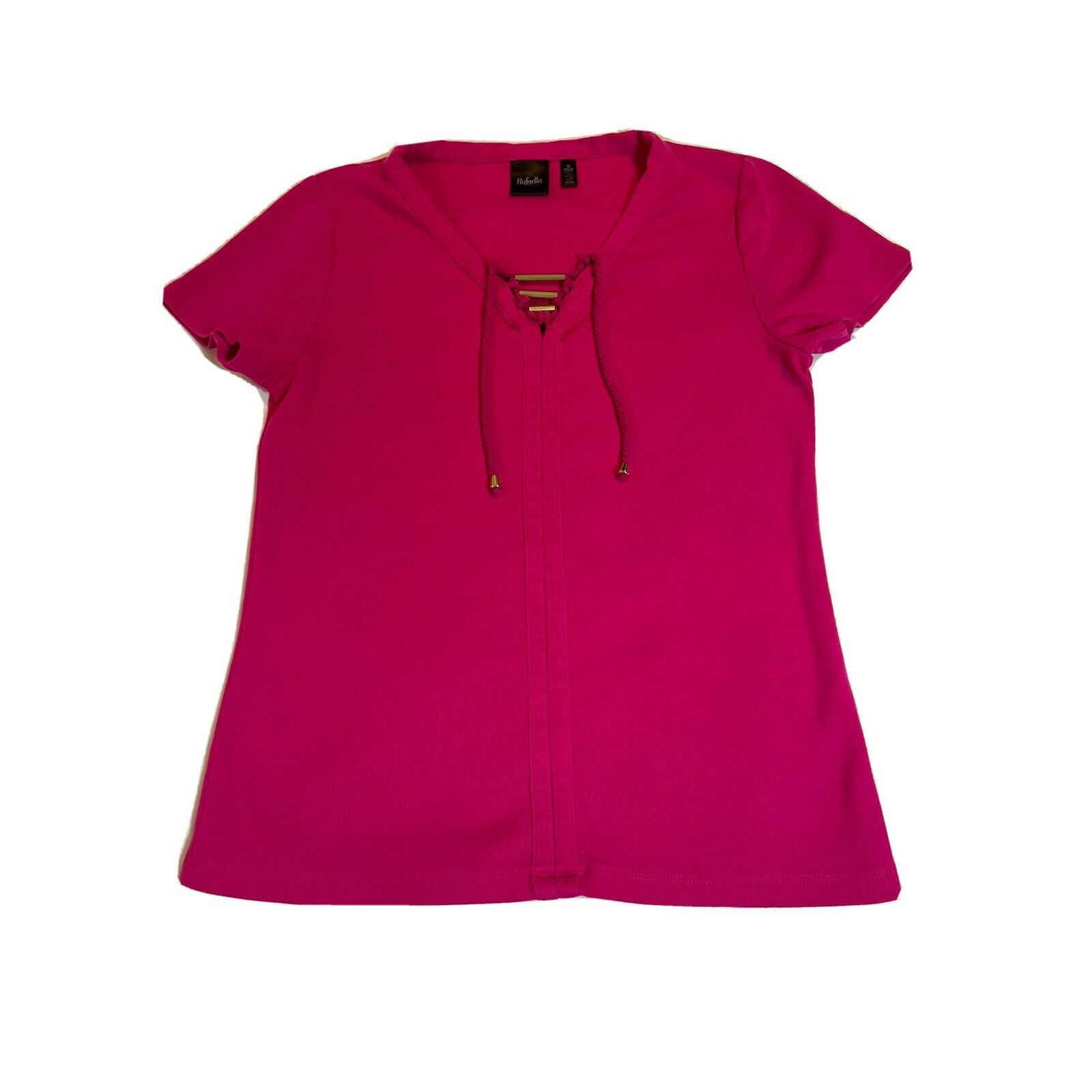 Other Rafaela V-Neck Gold Bar Pink Cotton Short Sleeve T Shirt Wom Size S / US 4 / IT 40 - 2 Thumbnail