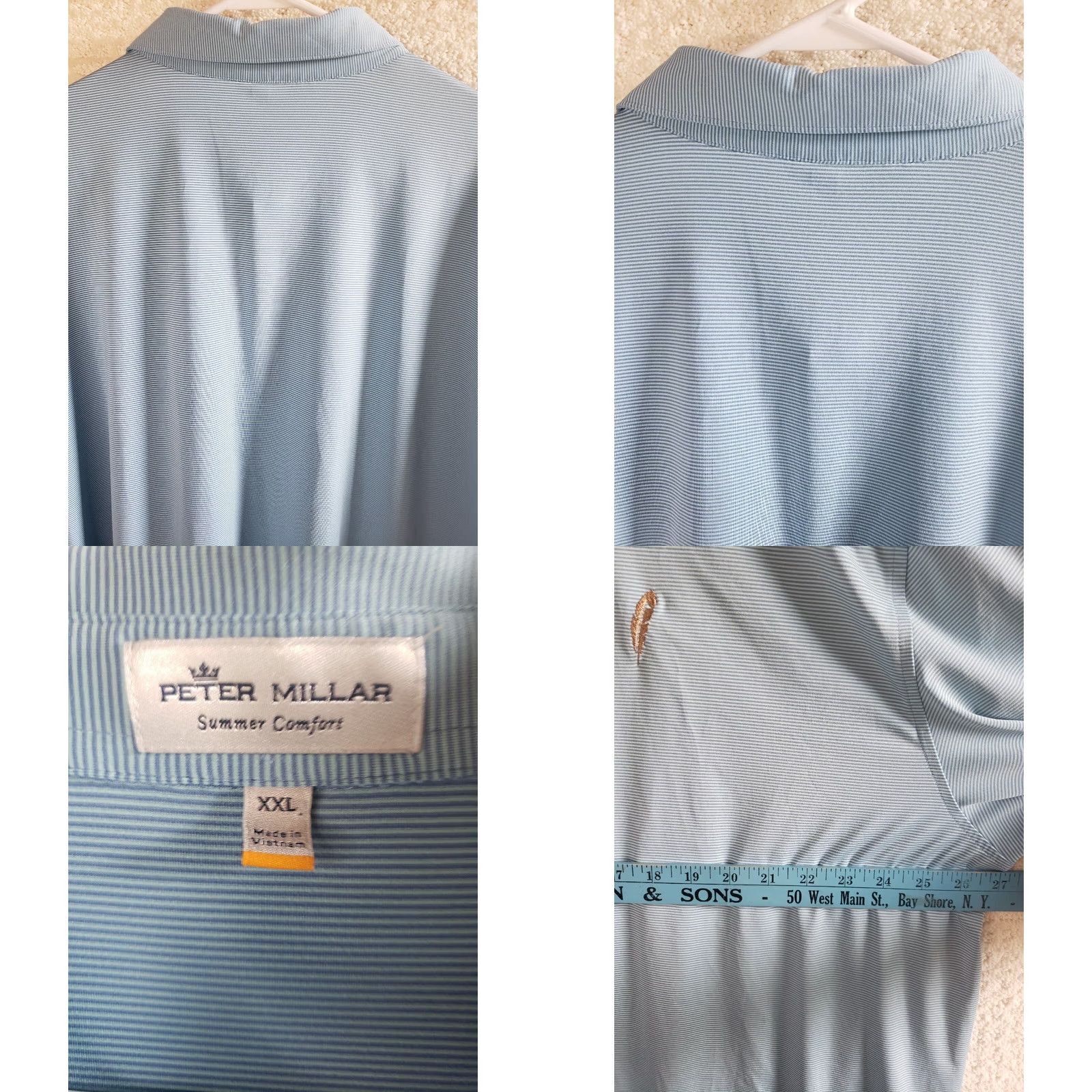 Peter Millar VINTAGE? No. Peter Millar Summer Comfort Polo Mens 2XL Blue Striped Short Sleeve Golf Shirt Size US XXL / EU 58 / 5 - 8 Thumbnail
