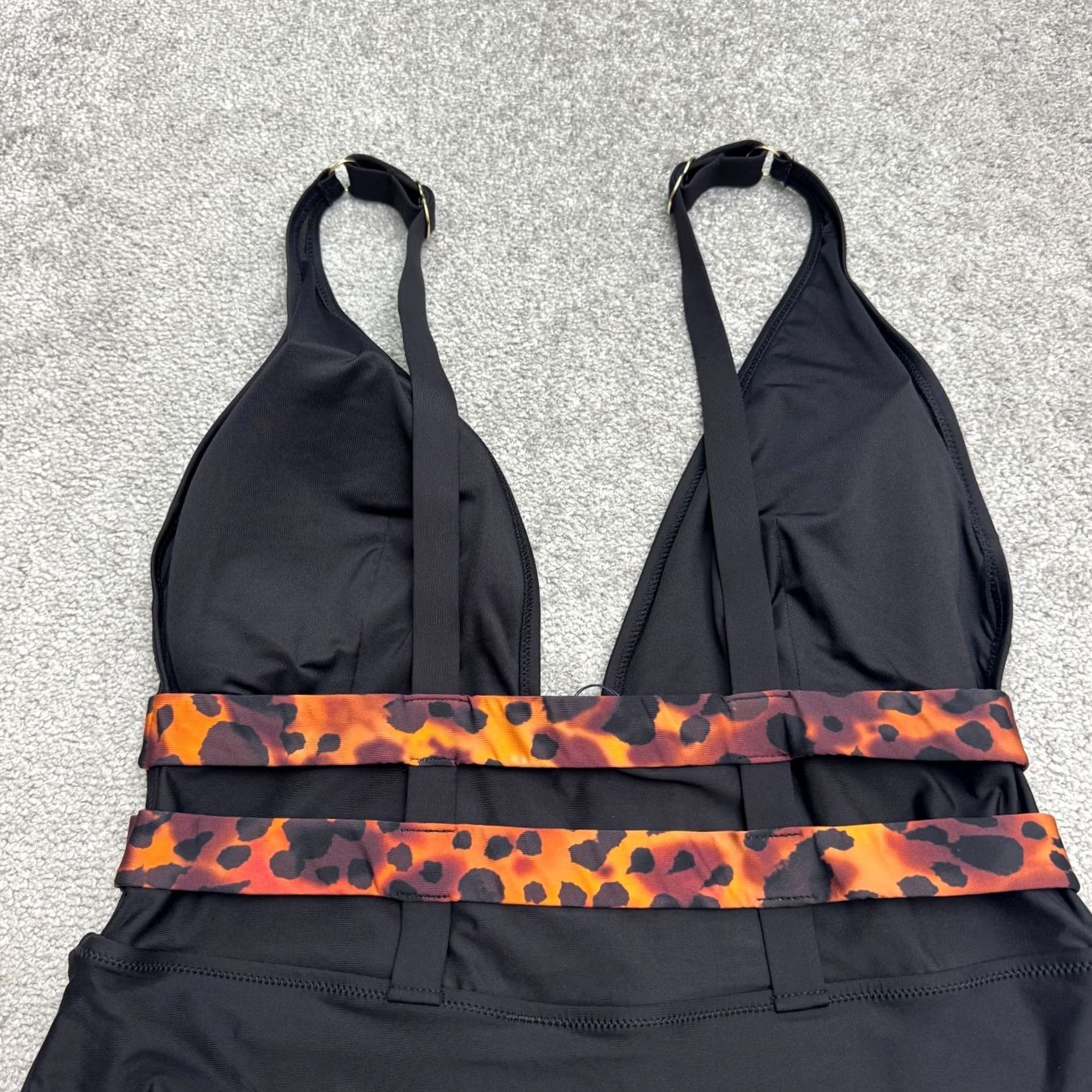 Vintage Fox & Royal One Piece Beach Leopard Belted Swimwear Bodysuit M Black Animal Print Velcro? Size M / US 6-8 / IT 42-44 - 4 Thumbnail