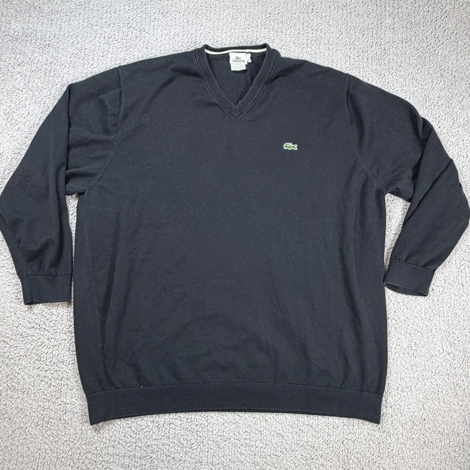 Lacoste Lacoste Black V Neck Sweater Mens 10L 3XL Cotton Classic Size US XXL / EU 58 / 5 - 1 Thumbnail