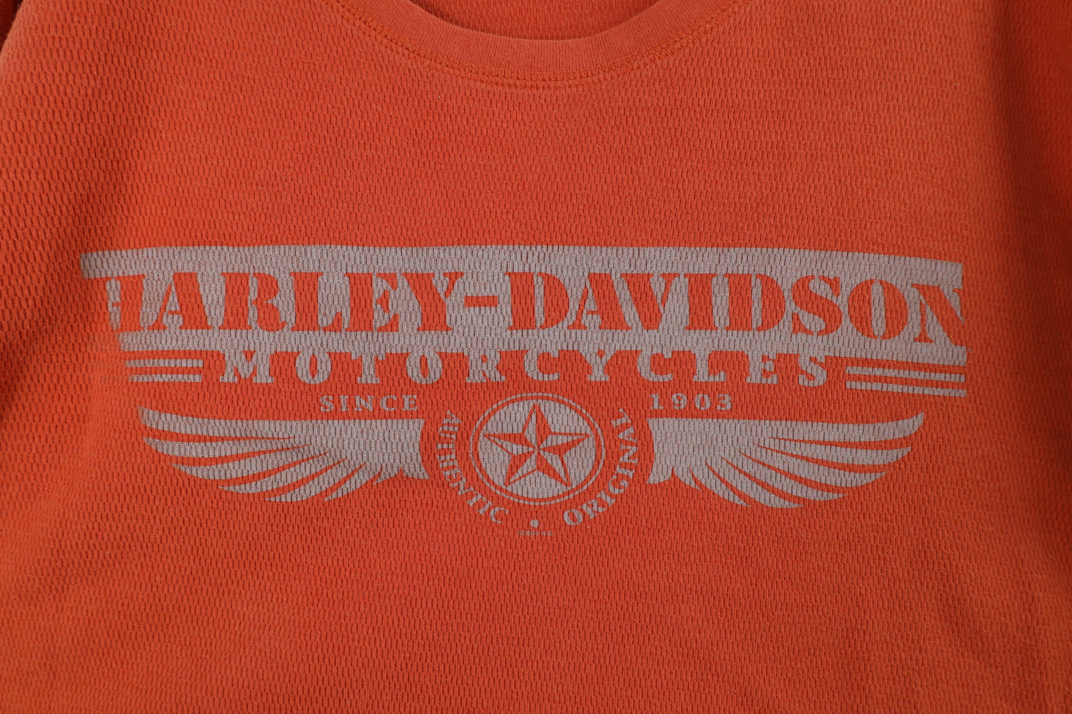 Harley Davidson × Vintage Vintage Y2K Harley Davidson Waffle Knit Long Sleeve T-Shirt Size US XL / EU 56 / 4 - 5 Thumbnail