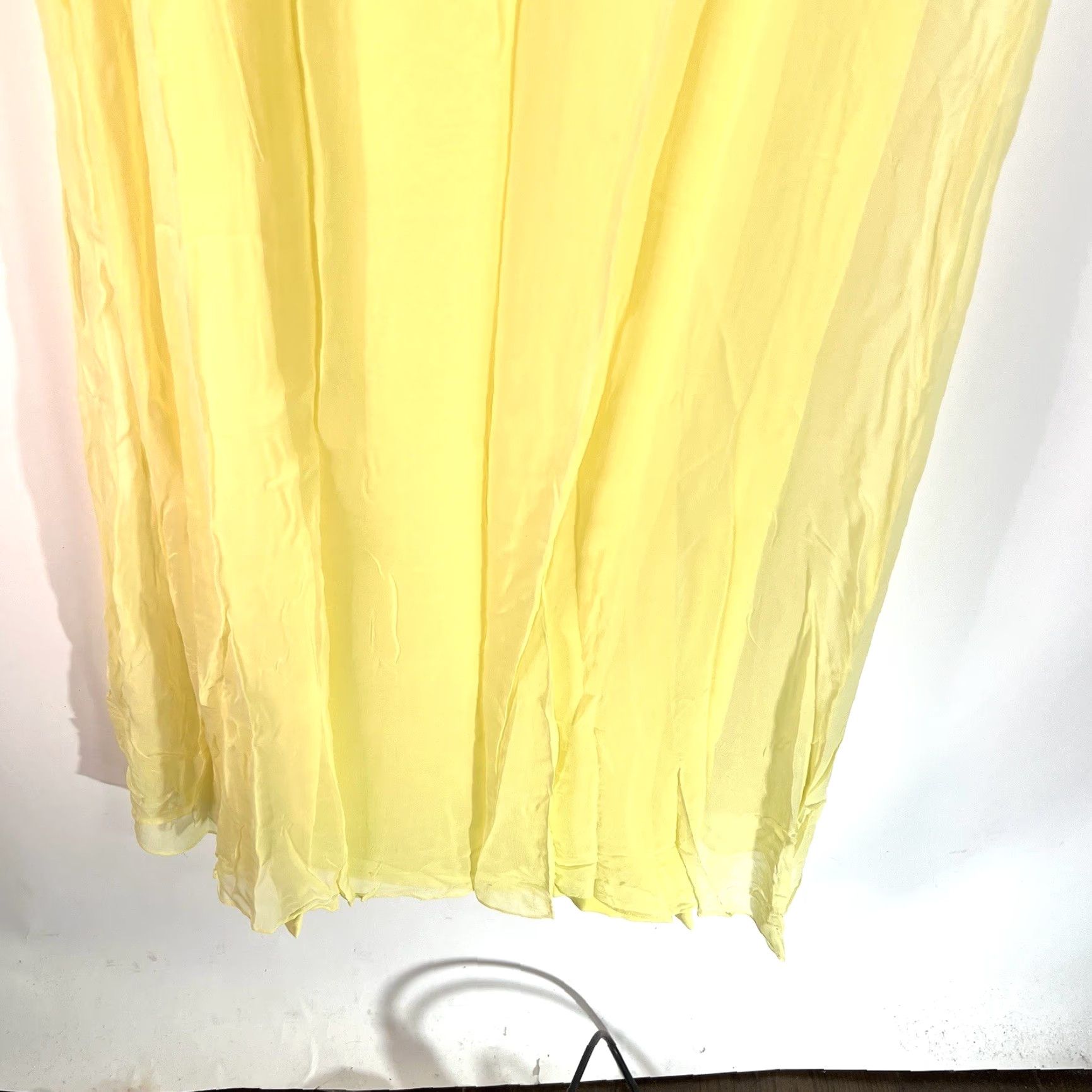 Sunflower VINTAGE 1970s FLOWER Yellow Chiffon Maxi Dress Lined Size 9 Evening Edwardian Womens Size M / US 6-8 / IT 42-44 - 4 Thumbnail