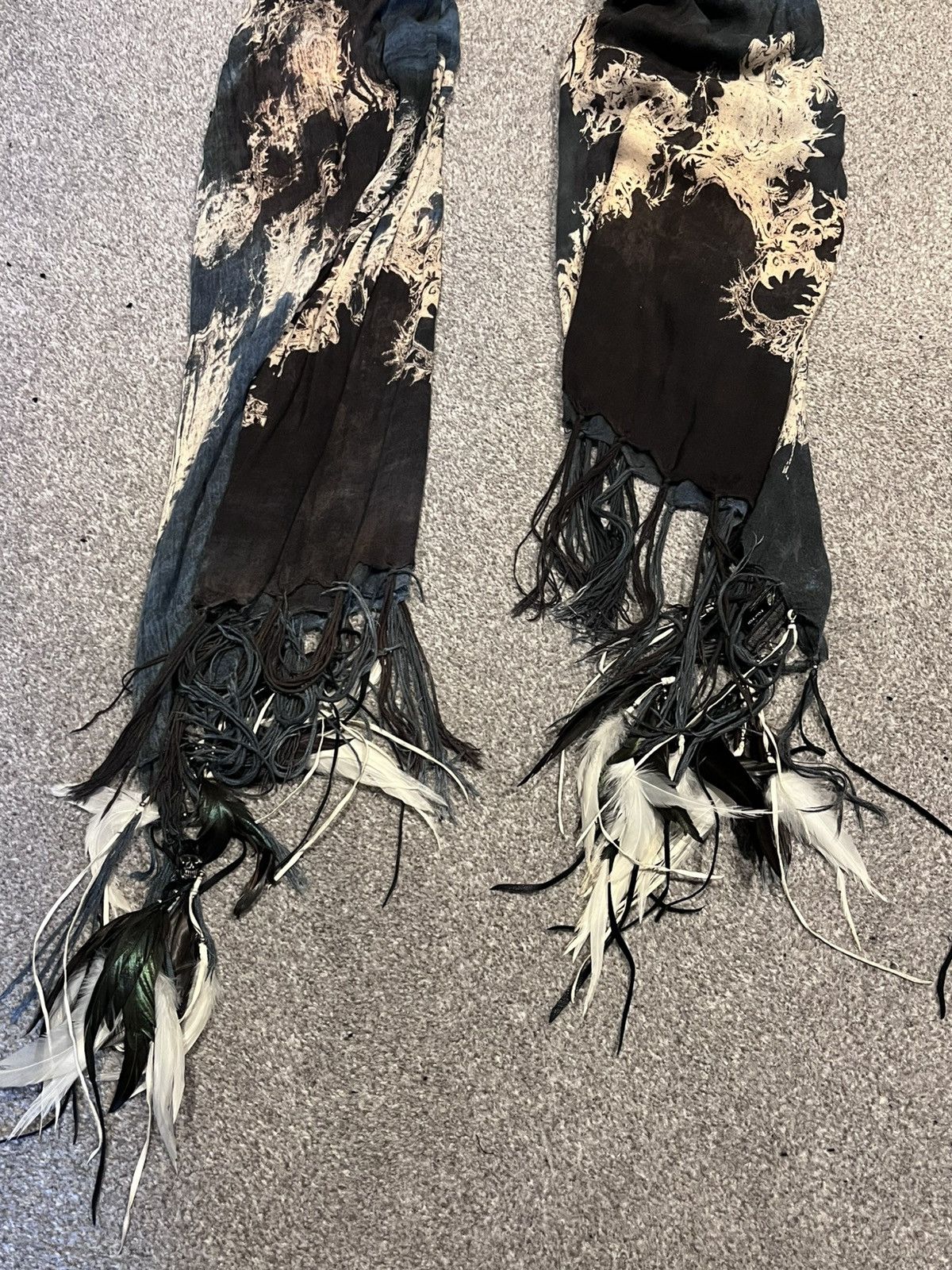 KMRii Kmrii Tribal Pattern Scarf with Feather and Skulls trimmings Size ONE SIZE - 3 Thumbnail