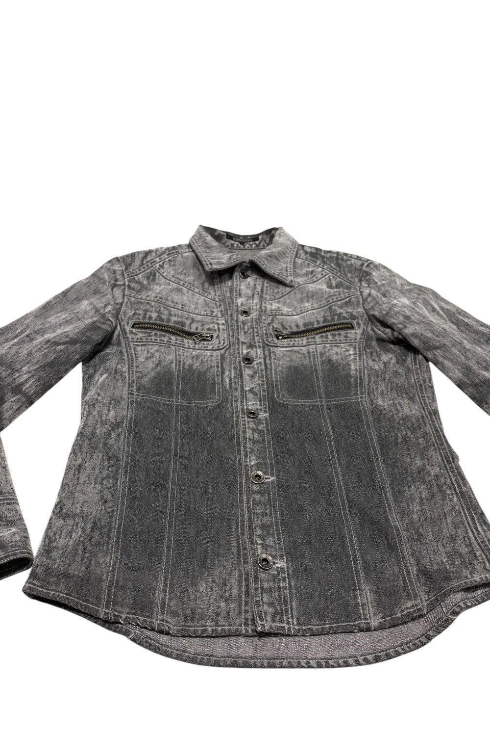 5351 POUR LES HOMMES Japanese brand grey two tone marble wash denim jacket Size US M / EU 48-50 / 2 - 3 Thumbnail