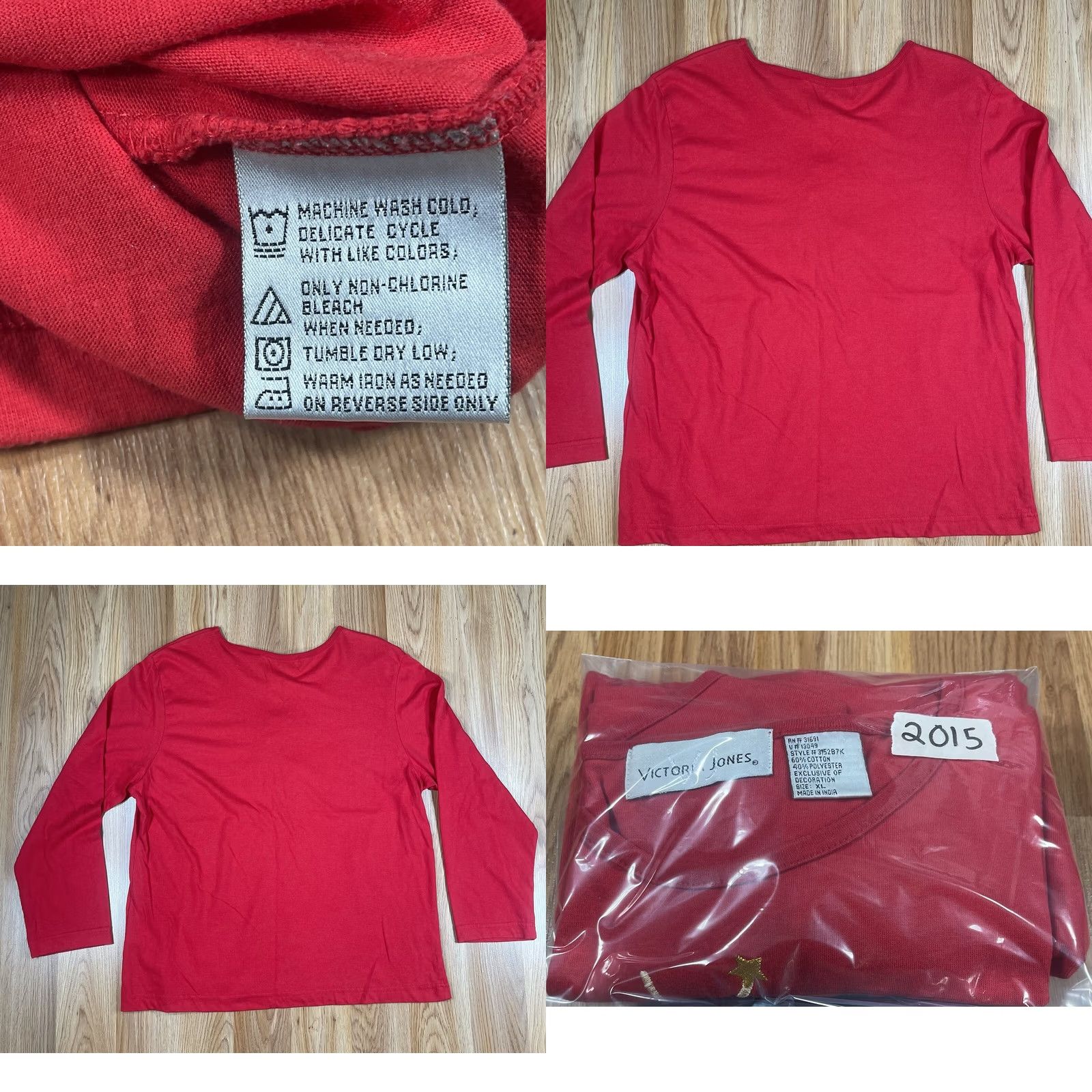 Vintage Victoria Jones Shirt Womens XL Red Long Sleeve Cotton-Polyester Blend Vintage: No Size XL / US 12-14 / IT 48-50 - 9 Thumbnail