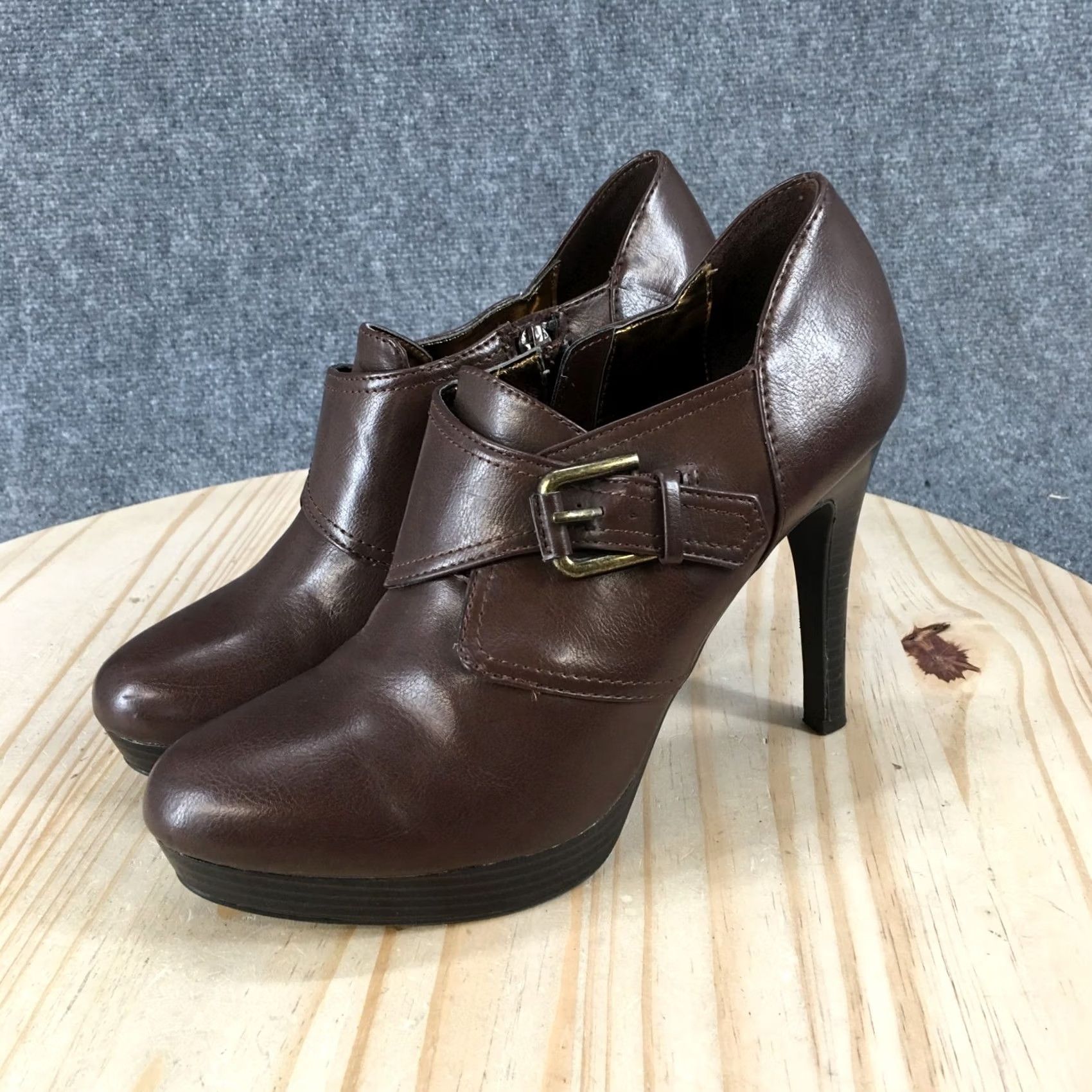 Worthington Worthington Boots Womens 9 M Stiletto Heels Platform Bootie Brown Side Zip Size US 9 / IT 39 - 3 Thumbnail