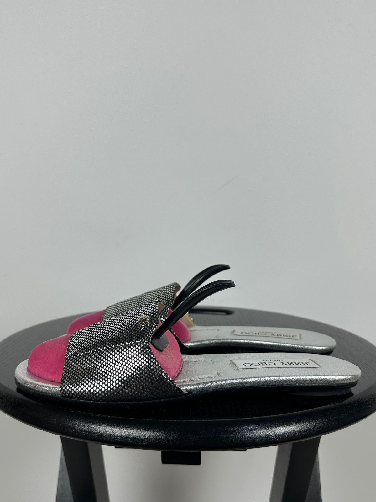 Jimmy Choo Jimmy Choo Metallic Black Snake Leather Slides Sandals Size US 6 / IT 36 - 5 Thumbnail