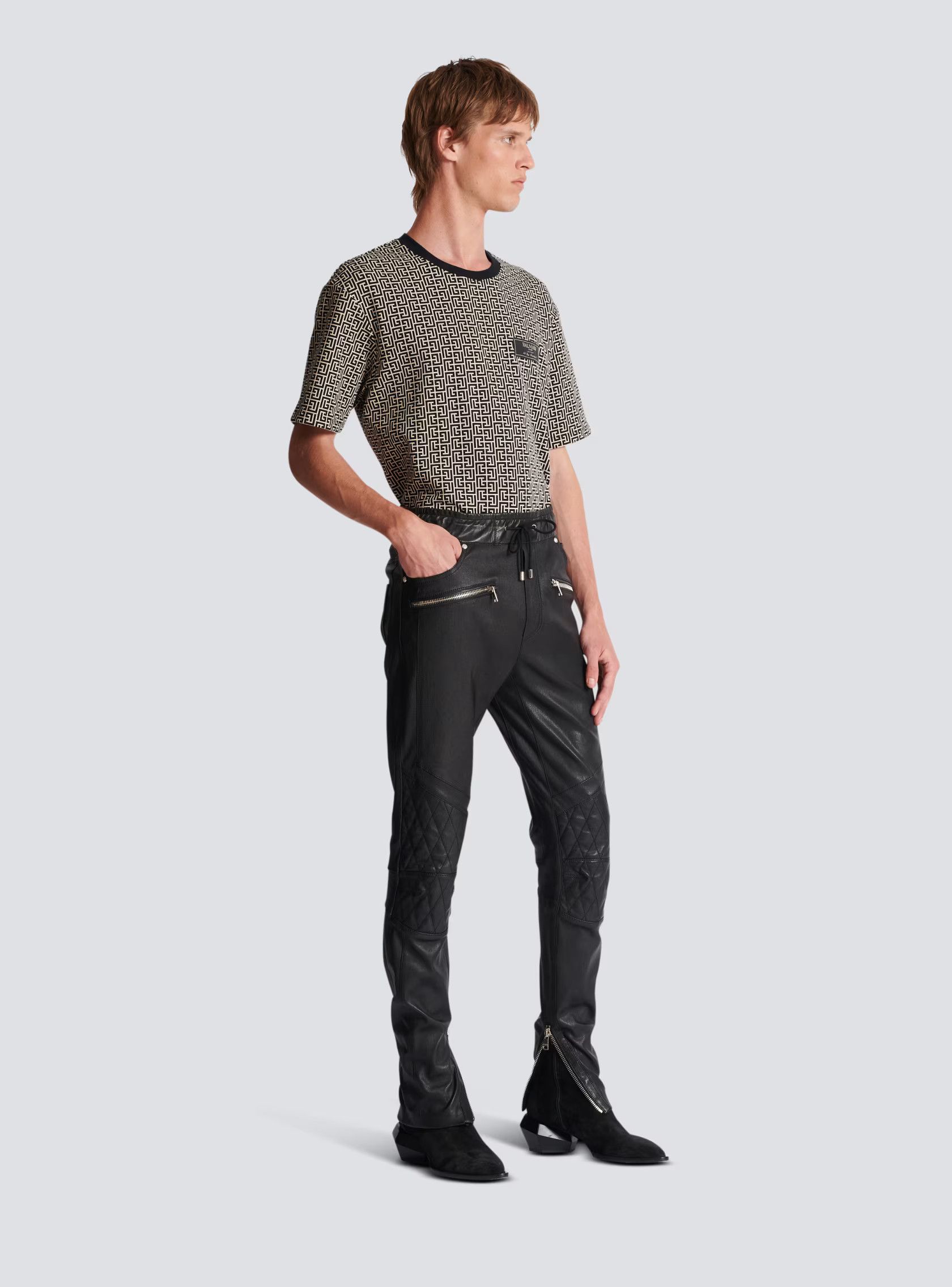 Balmain o1s1wg110125 Stretch Leather Trousers in Black Size US 32 / EU 48 - 3 Thumbnail