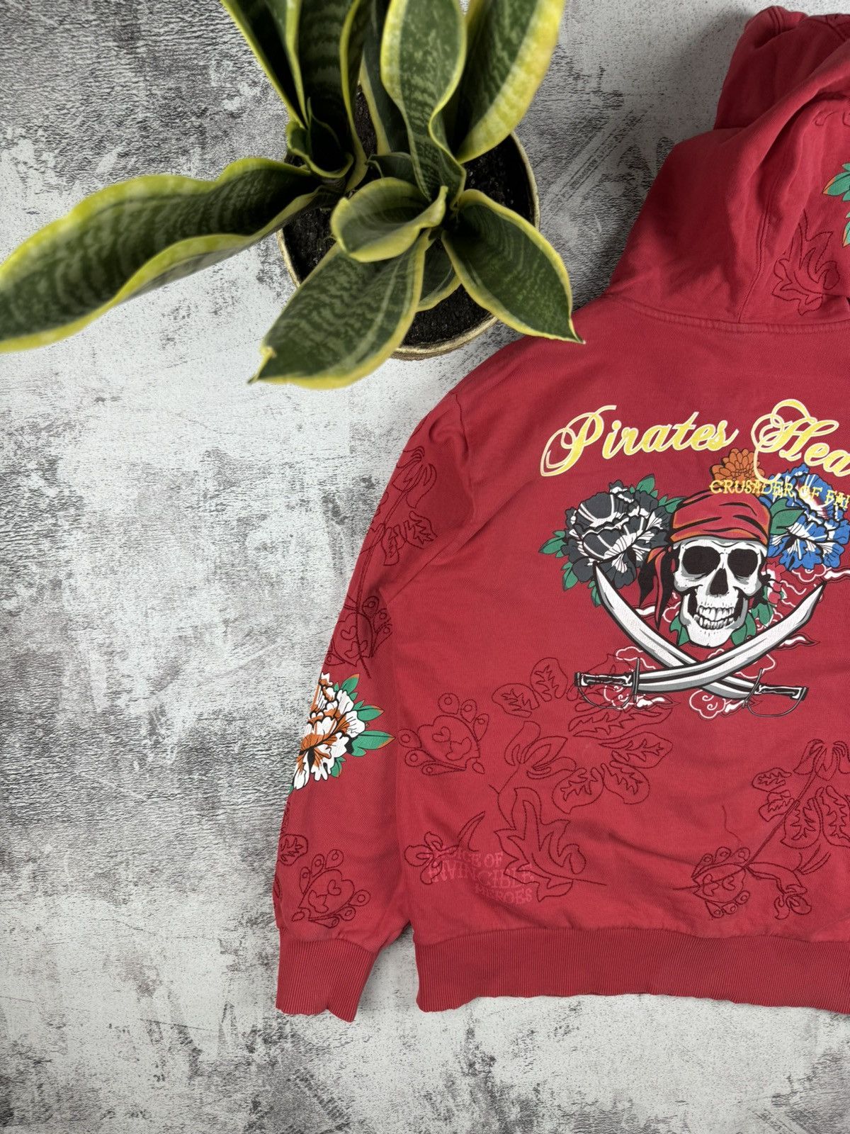 Japanese Brand × Vintage Y2K Skull John Devin Pirates Heart Ed Hardy Style Zip Hoodie Size US L / EU 52-54 / 3 - 14 Thumbnail