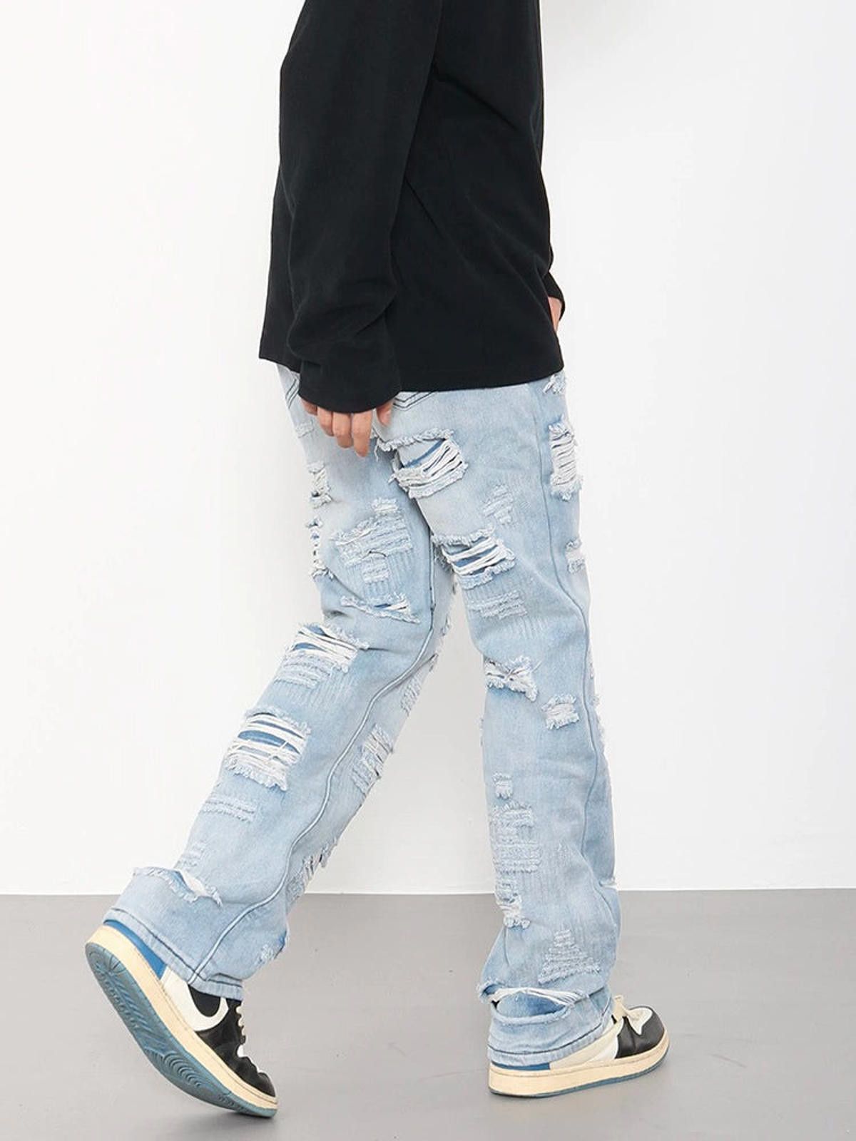 Other Wide Leg Ripped Light Blue Jeans Size US 32 / EU 48 - 3 Thumbnail