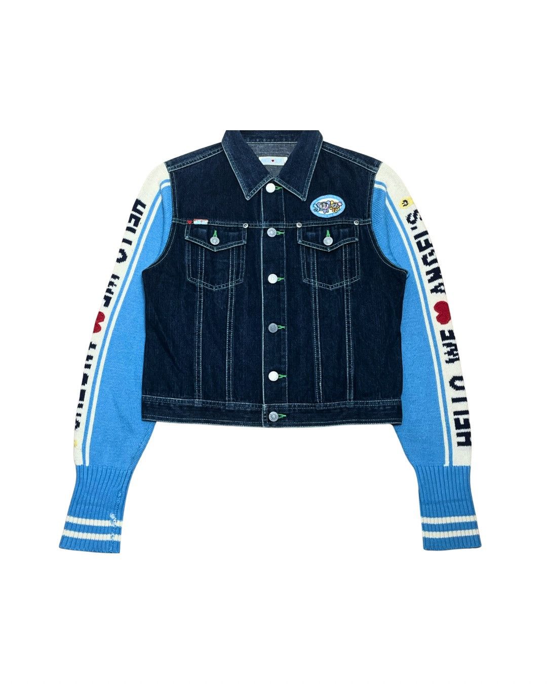 Angel Blue Angel Blue Denim Knit Sleeve Jacket Size S / US 4 / IT 40 - 1 Thumbnail