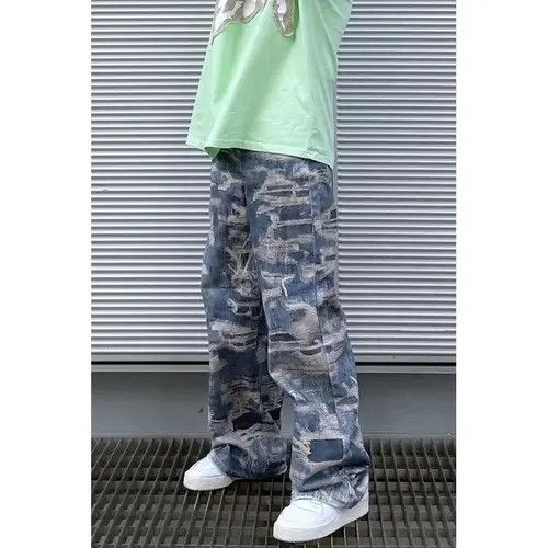 Jean Tie-dye Print Flared Wide-Leg Jeans Size US 33 - 1 Thumbnail