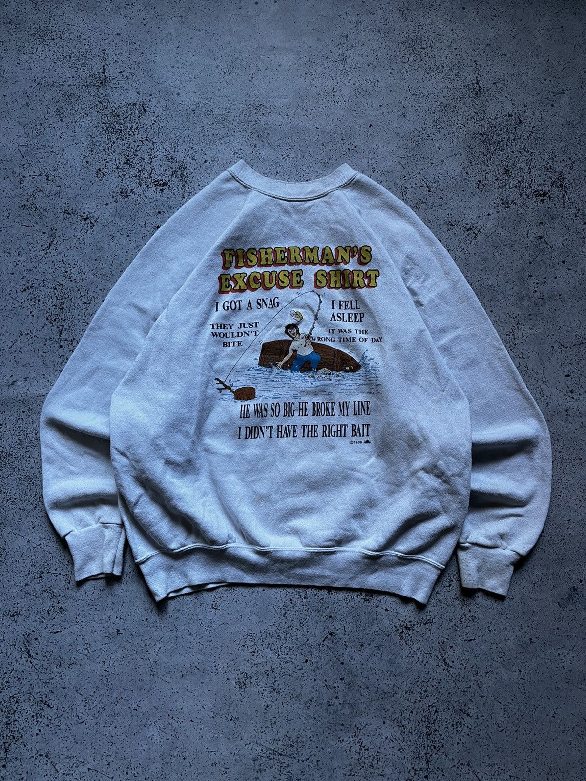 Vintage Vintage 1989 Fisherman’s Excuse Shirt White Sweatshirt Humor Size US L / EU 52-54 / 3 - 1 Thumbnail