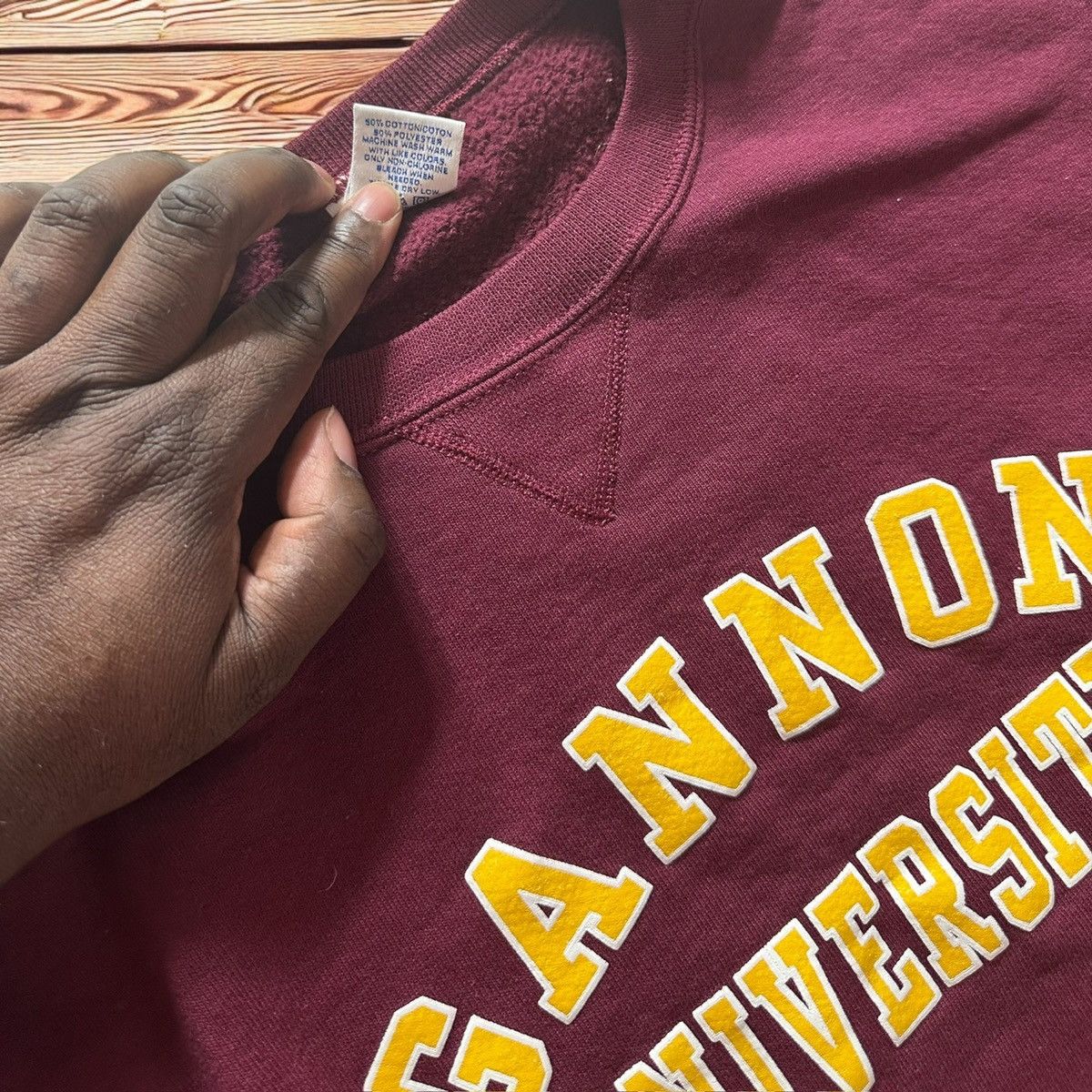 Russell Athletic × Vintage Vtg Cannon University Sweatshirt Men’s Large Burgundy Size US L / EU 52-54 / 3 - 3 Thumbnail