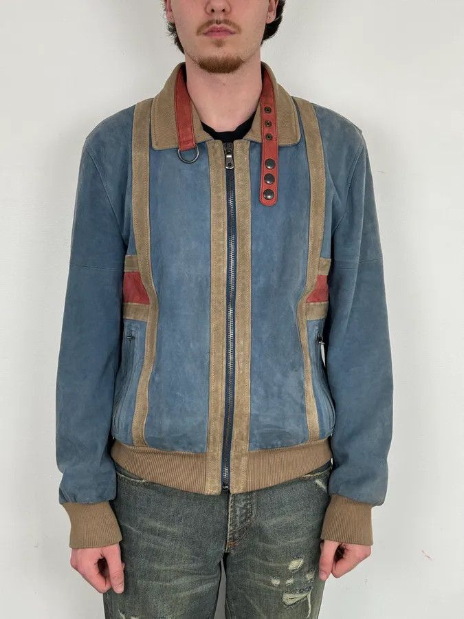 Dolce & Gabbana SS2007 Dolce & Gabbana Blue & Beige Suede Leather Jacket Size US M / EU 48-50 / 2 - 3 Thumbnail