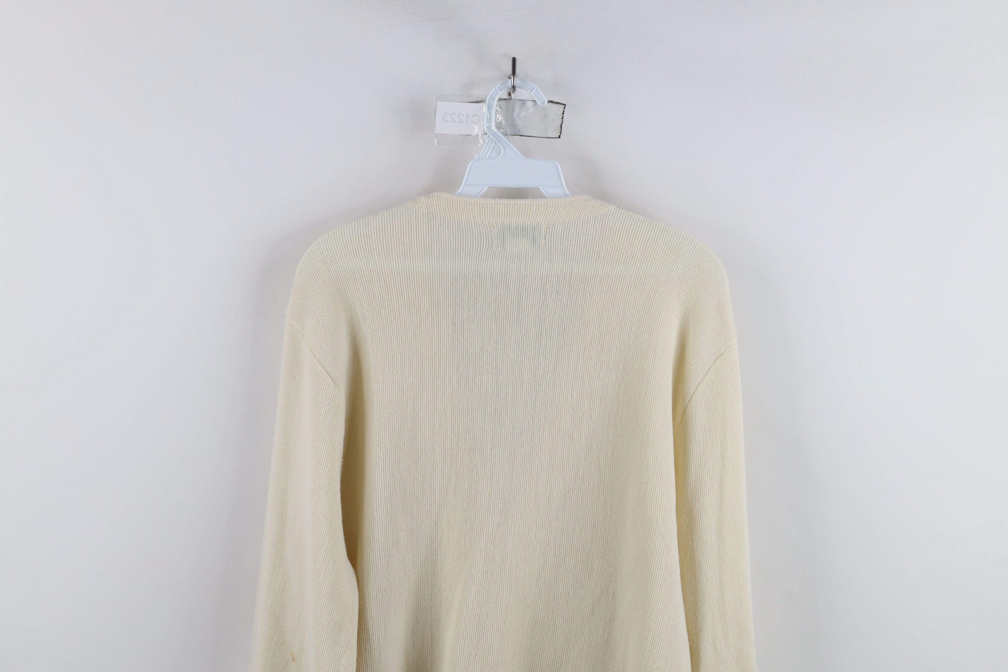 Izod × Vintage Vintage 90s Izod Spell Button Cardigan Sweater Cream USA Size US M / EU 48-50 / 2 - 11 Thumbnail