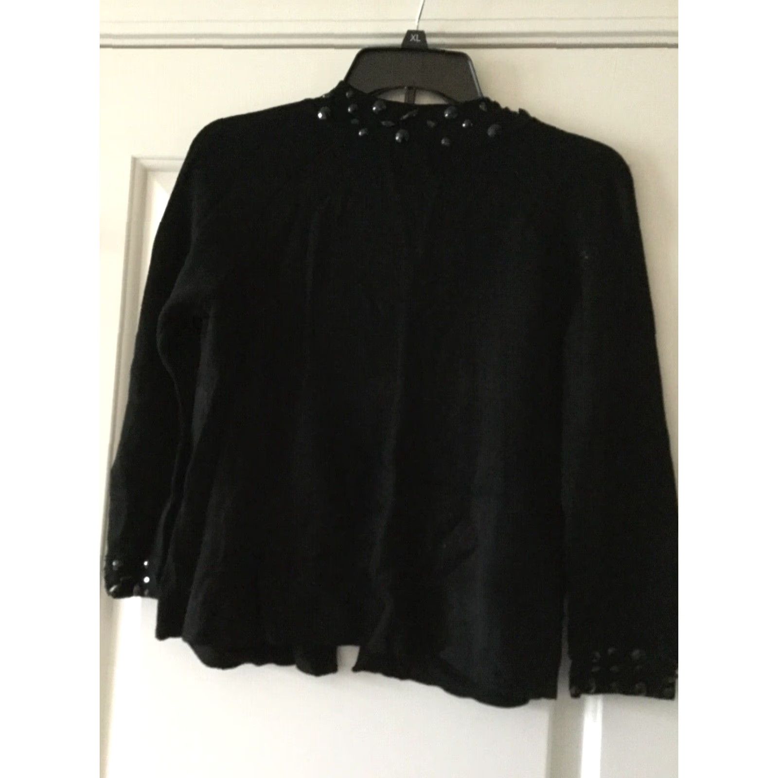 Vintage VINTAGE Mimi Maternity Sweater, Maternity Large Long Sleeve Black Pullover with Beaded Collar, Womens Size L / US 10 / IT 46 - 4 Thumbnail