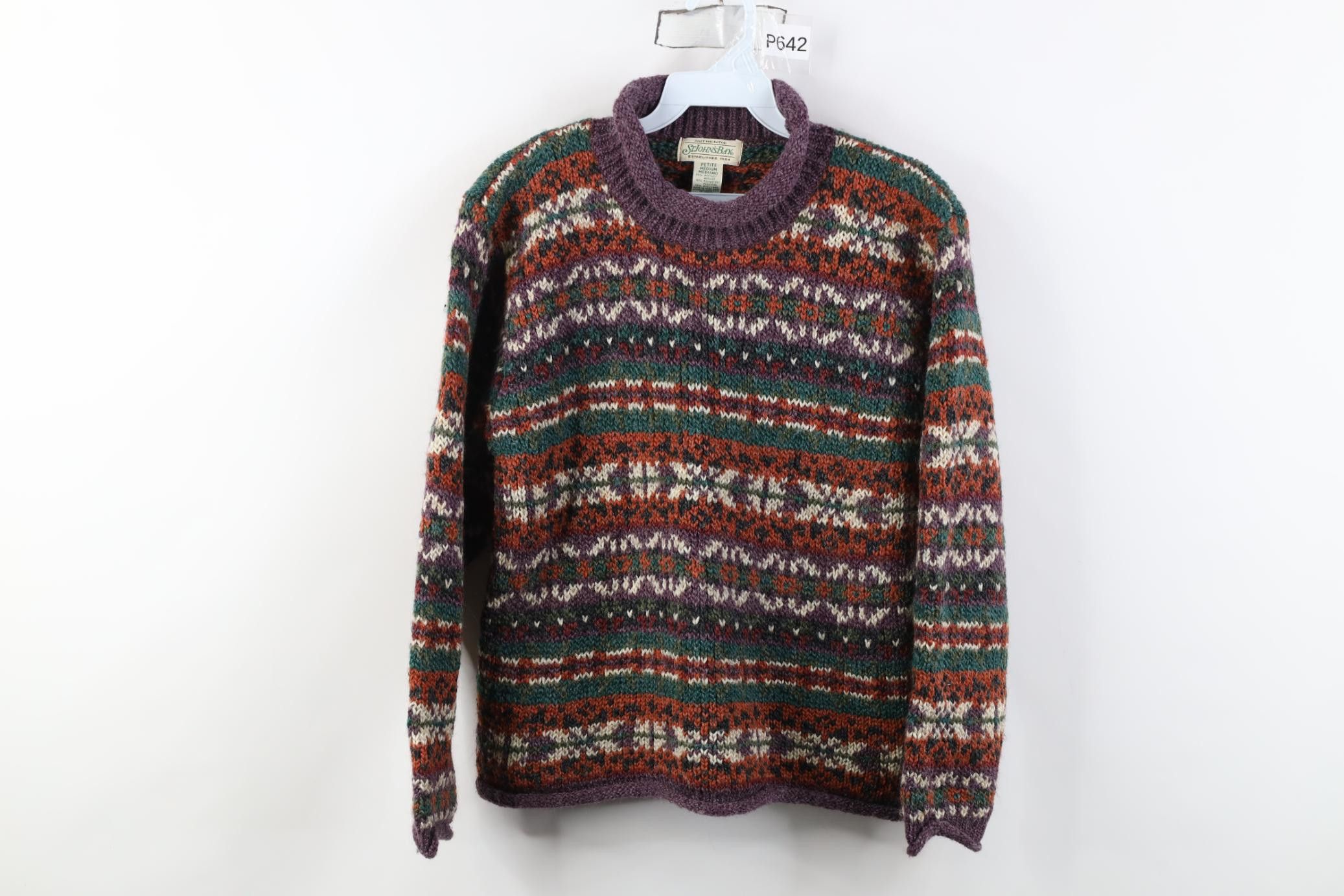 Vintage Vintage 90s Wool Blend Marled Knit Fair Isle Sweater Size M / US 6-8 / IT 42-44 - 1 Thumbnail