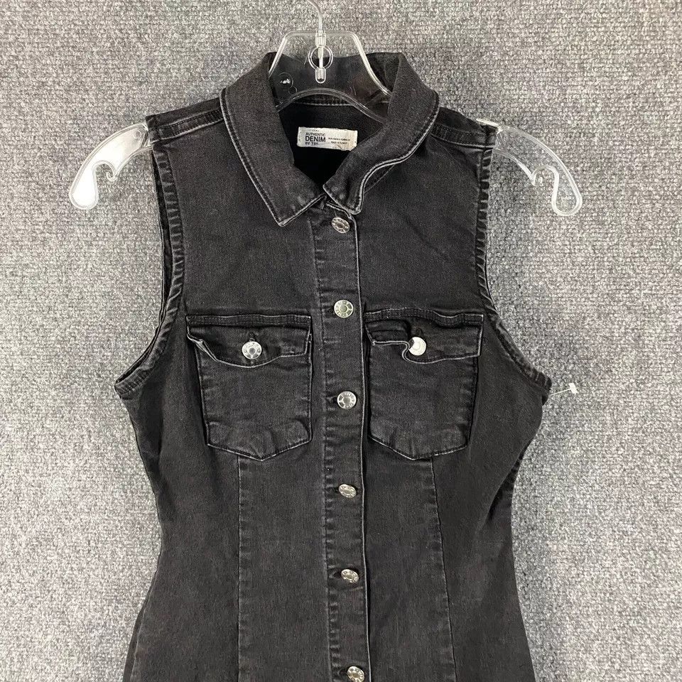 Zara Zara Dress Women's XSD Denim Charcoal Stretch Shirt Sheath Size XS / US 0-2 / IT 36-38 - 2 Thumbnail