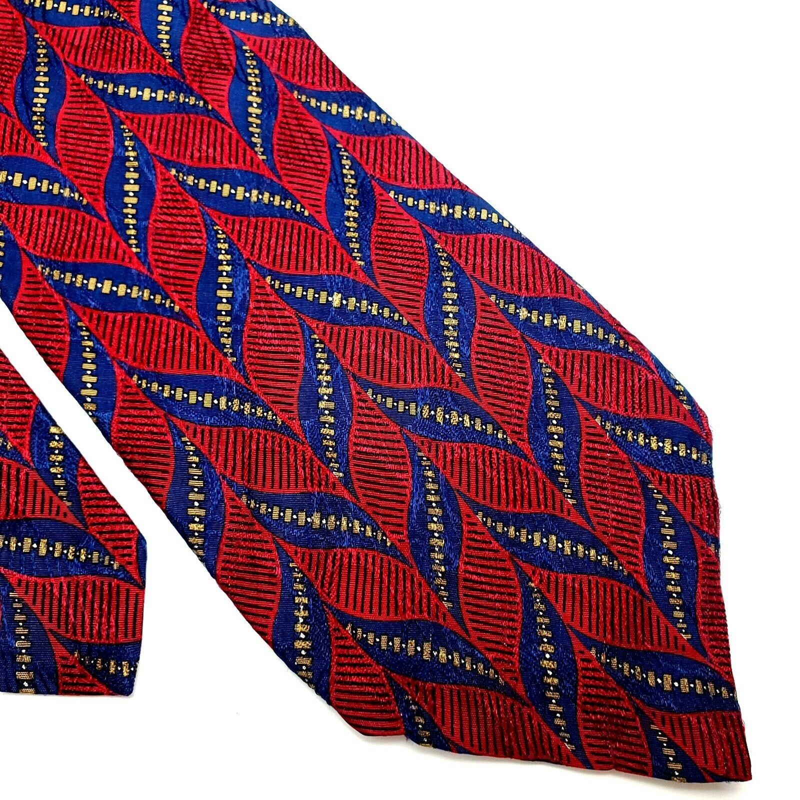 Designer Ferrell Reed Silk Tie Red Print Geometric Classic Size ONE SIZE - 1 Thumbnail