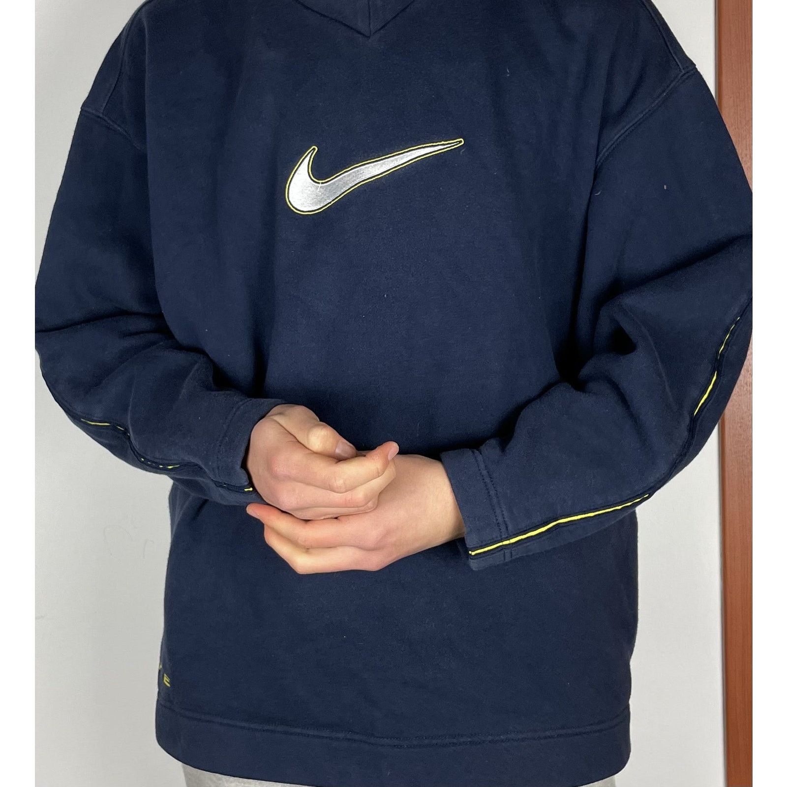 Nike × Vintage Nike Men's Blue Cotton Spellout Pullover Sweatshirt Large Size US L / EU 52-54 / 3 - 2 Thumbnail