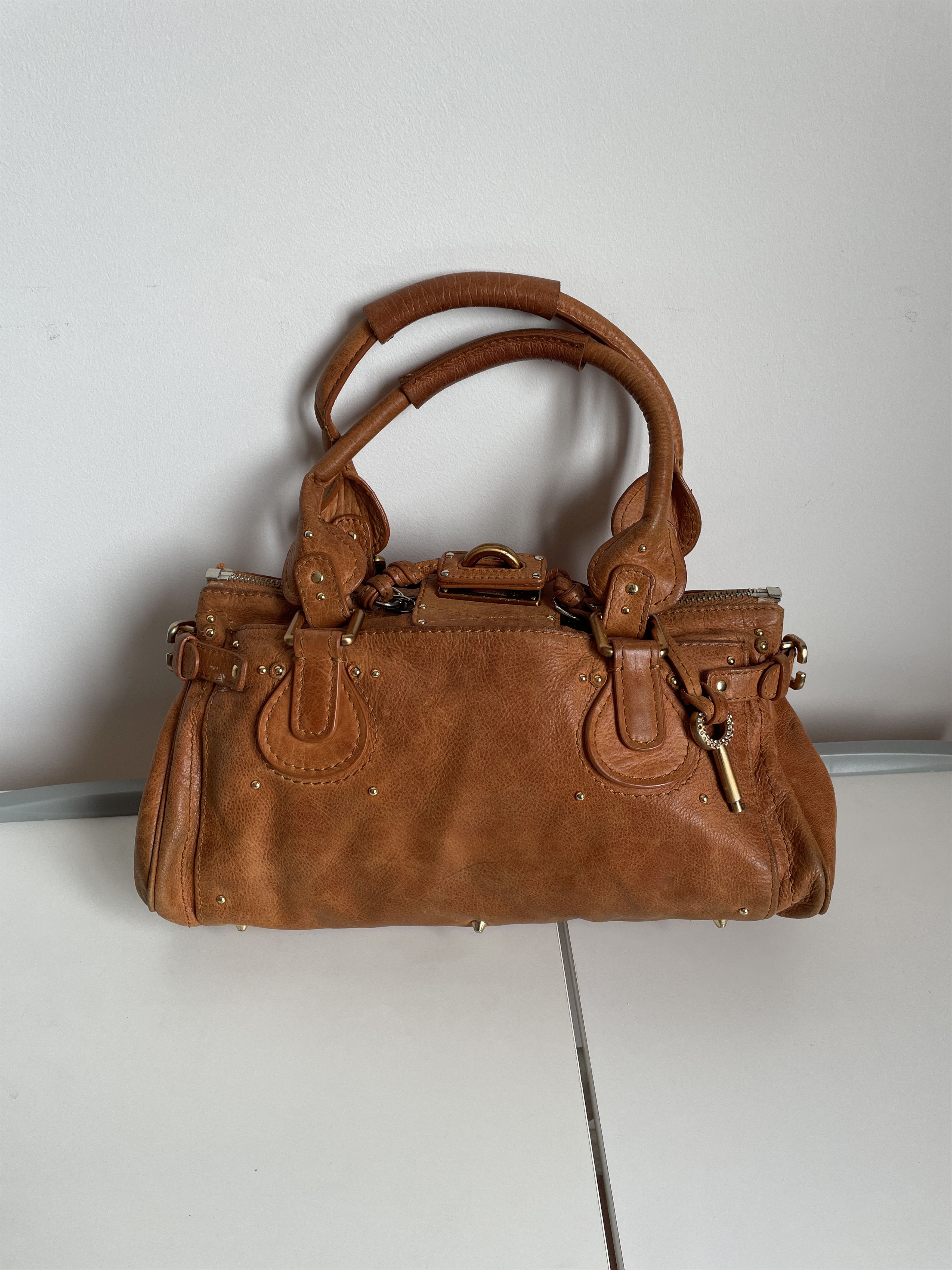 image of Chloe Calfskin Medium Paddington Nut Brown Shoulder Bag, Women's
