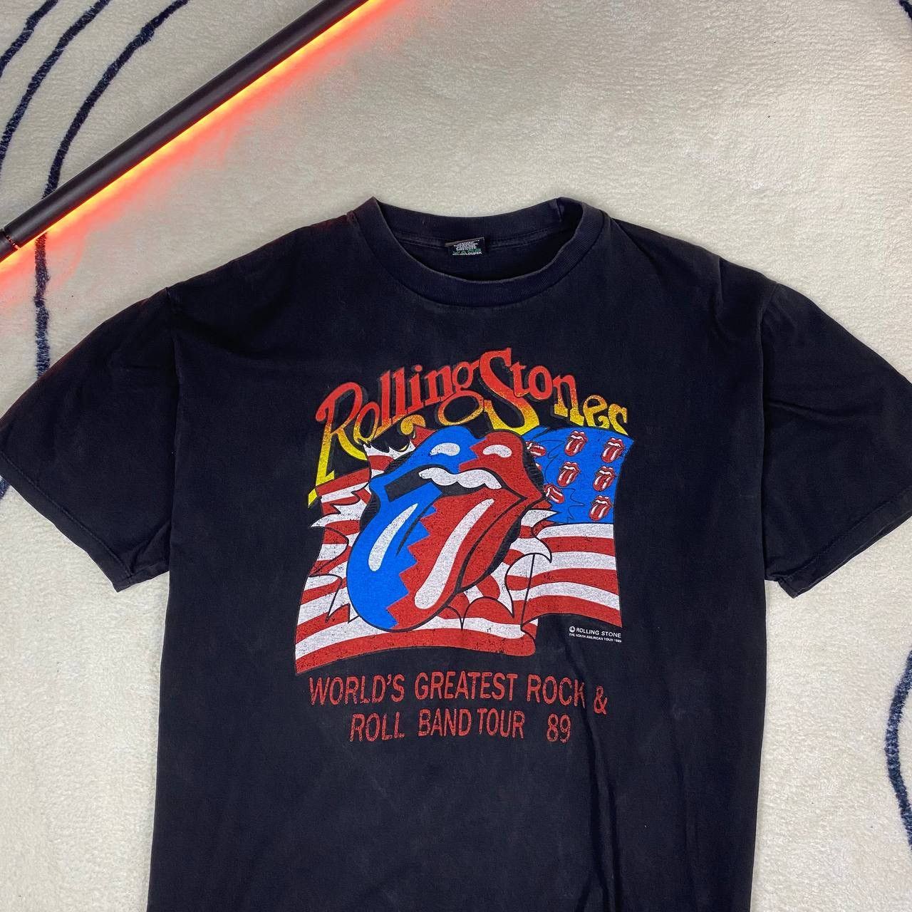 Band Tees × The Rolling Stones × Vintage 💥VINTAGE💥 The Rolling Stones 1989 american flag Tour Merch Size US XL / EU 56 / 4 - 2 Thumbnail