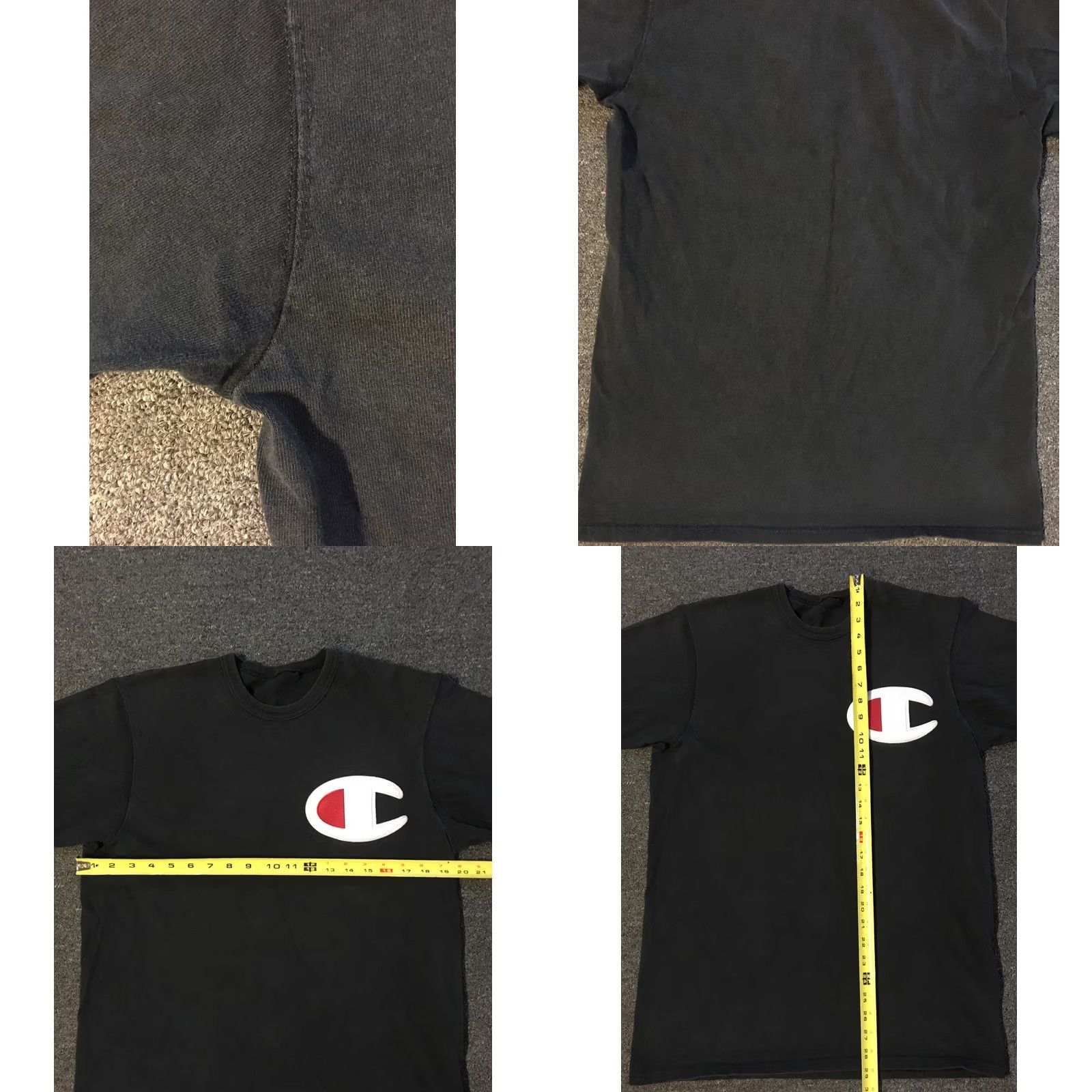 Champion VINTAGE Champion Big Logo Faded Distress Shirt M L Hip Hop Grunge 90s USA Punk Shirt Mens Black Size US M / EU 48-50 / 2 - 8 Thumbnail