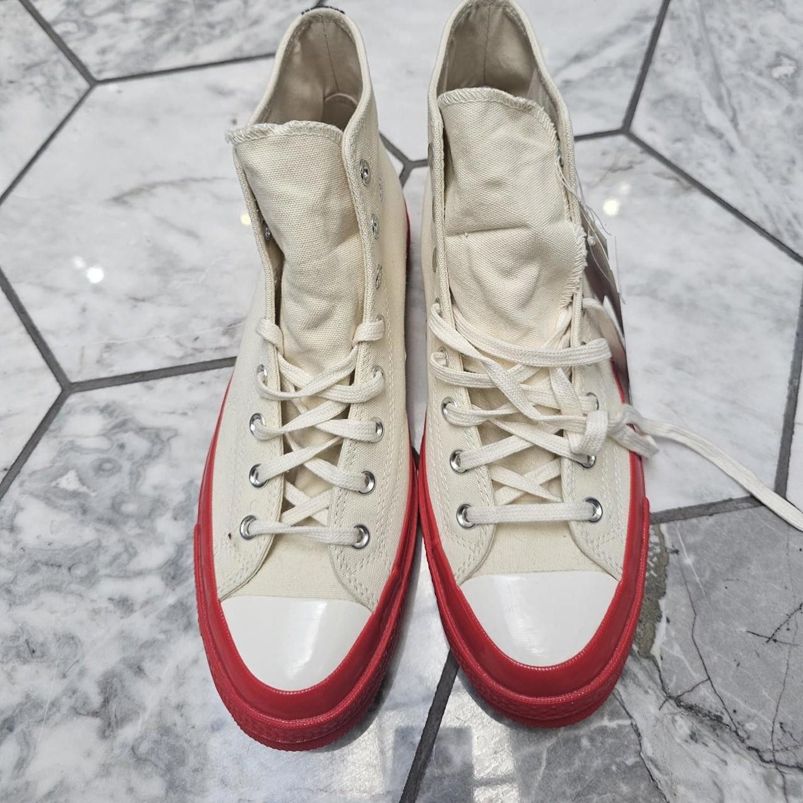 Comme des Garcons PLAY Comme des Garçons Play Men's Cream and Red Converse Trainers Size US 11 / EU 44 - 7 Thumbnail