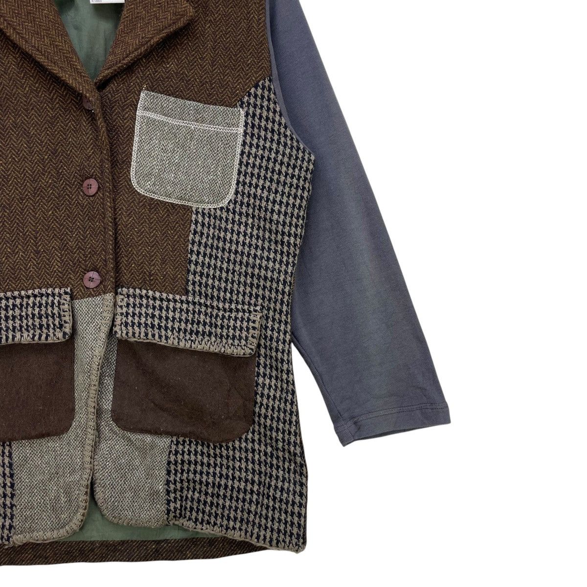 Japanese Brand Vtg Foujon America Colour Block Style Balmacaan Harris Tweed Size M / US 6-8 / IT 42-44 - 5 Thumbnail
