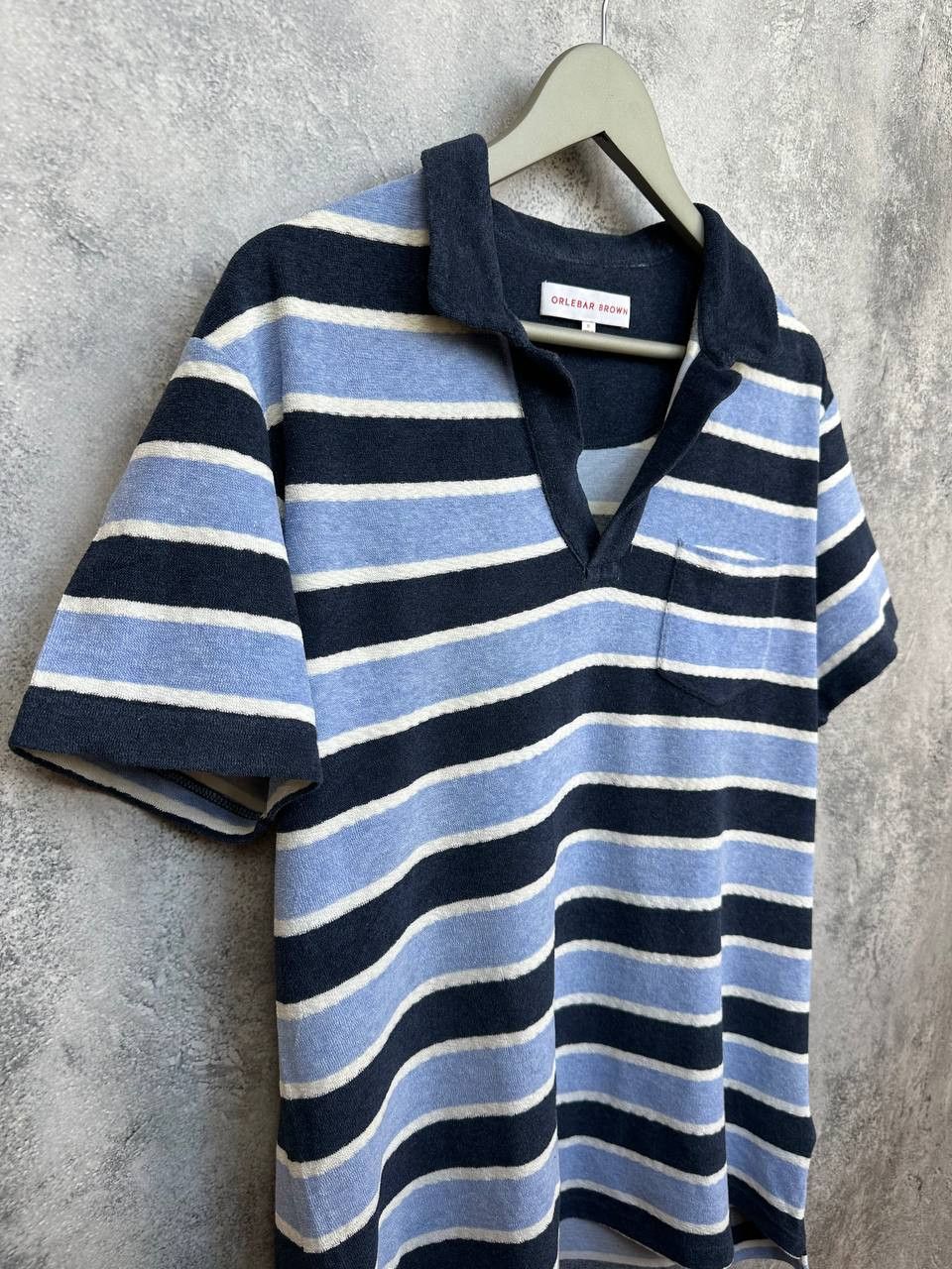 Orlebar Brown Orlebar Brown Terry Towelling Striped Polo Shirt Navy Size US XL / EU 56 / 4 - 3 Thumbnail