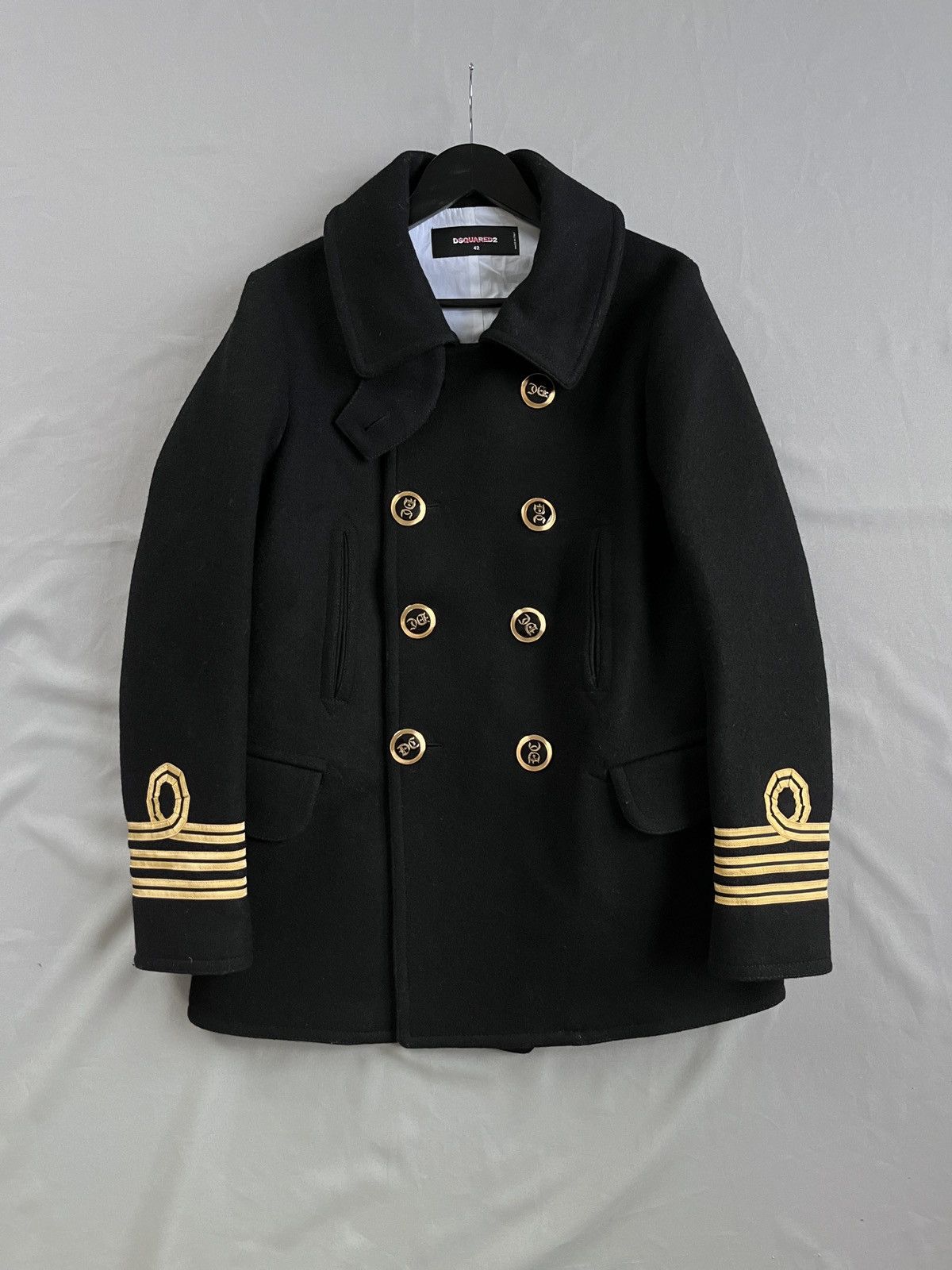 DSQUARED2 GORGEOUS Sailor Military Wool Peacoat