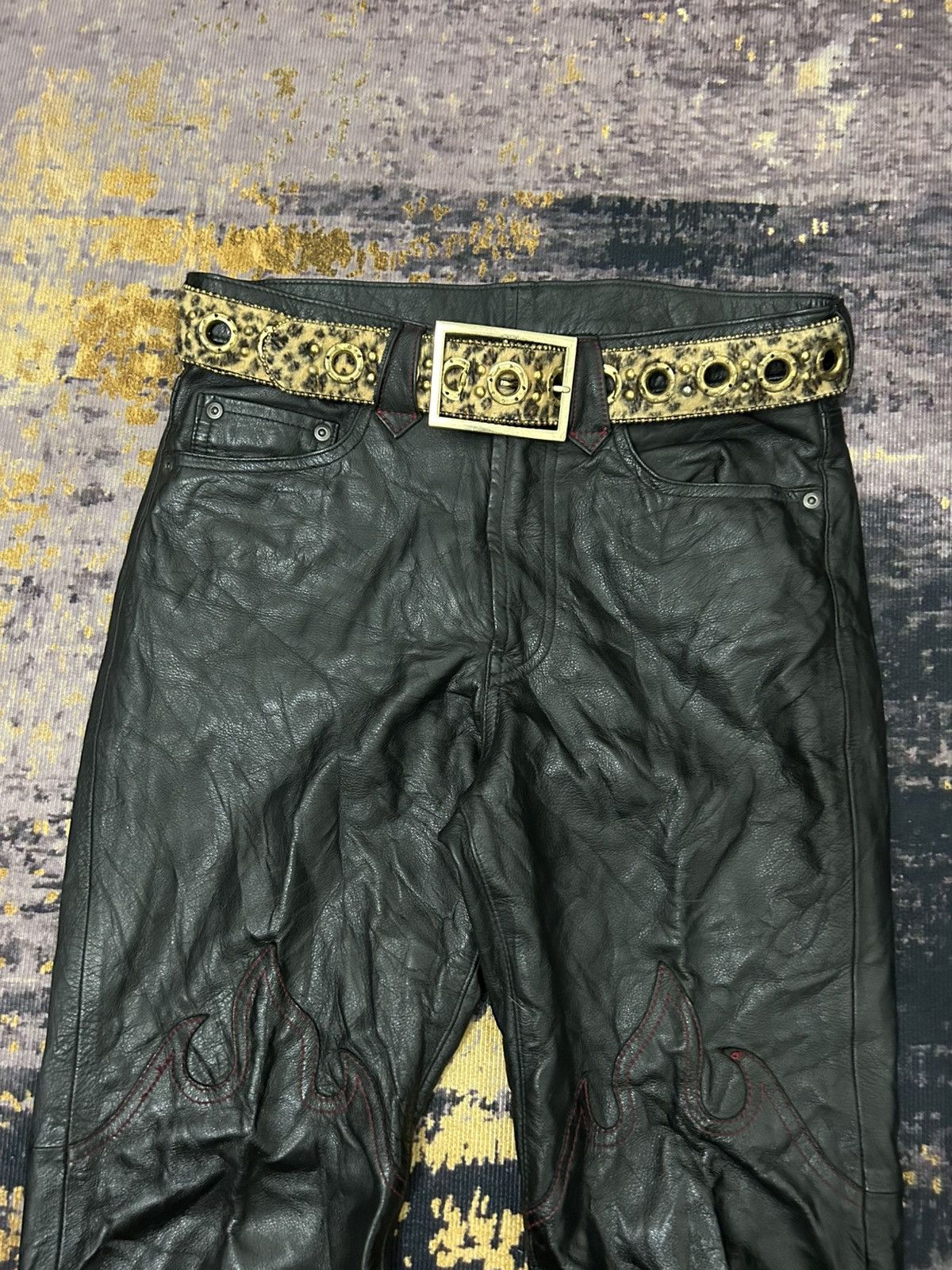 Takeo Kikuchi Takeo Kikuchi Fleur Leather Pants Size US 30 / EU 46 - 7 Thumbnail